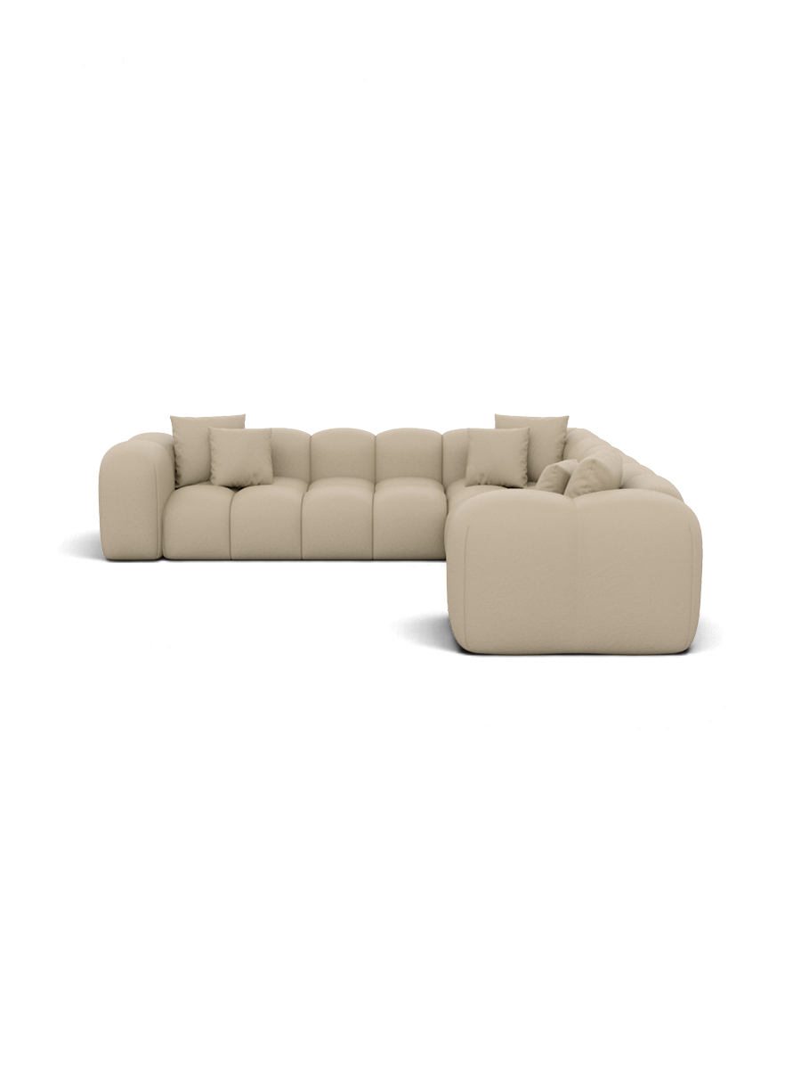 
Divano angolare di design in vera pelle a 5 posti “Alba” - Vera pelle Beige