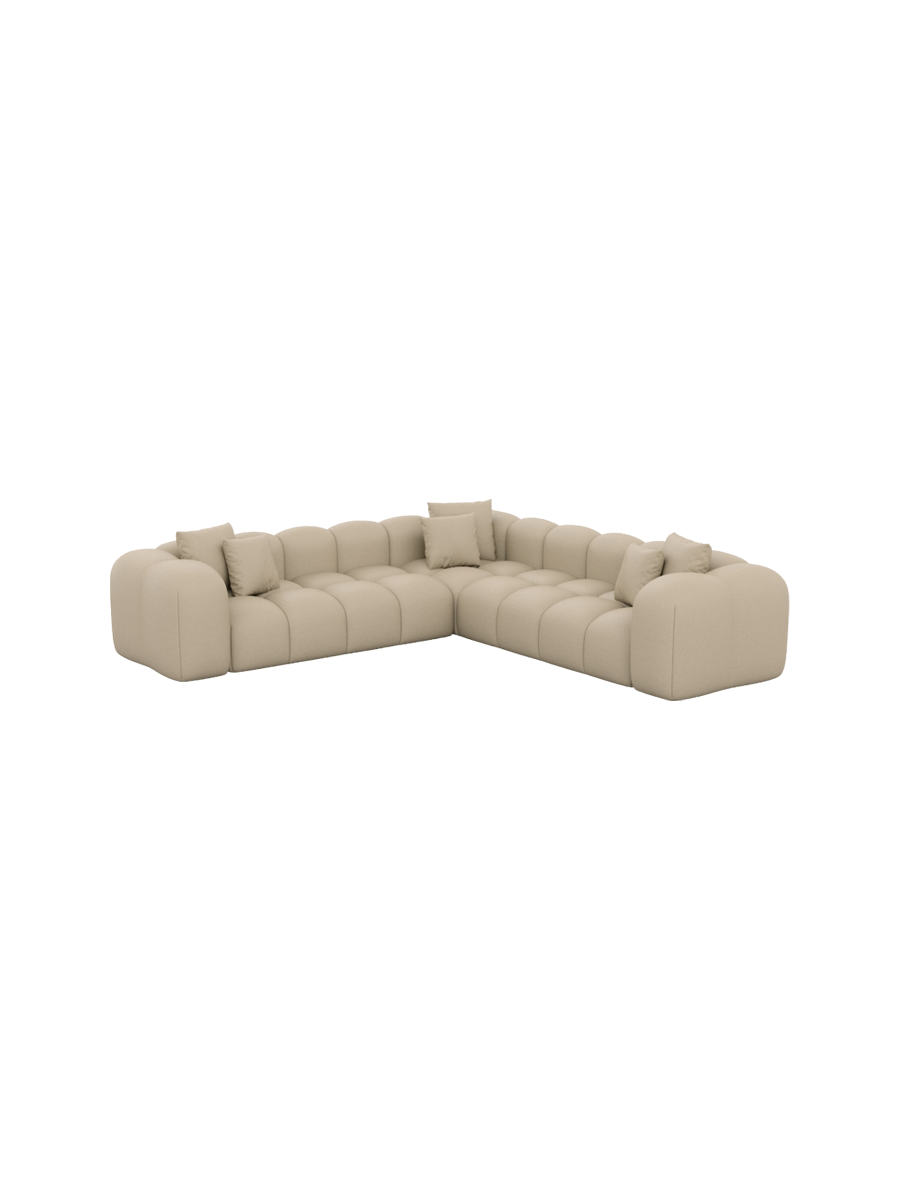 
5-Sitzer Design Echtleder Ecksofa „Alba“ - Echtleder Beige