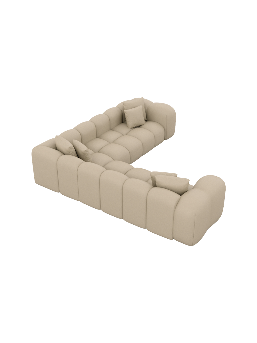 
5-Sitzer Design Echtleder Ecksofa „Alba“ - Echtleder Beige