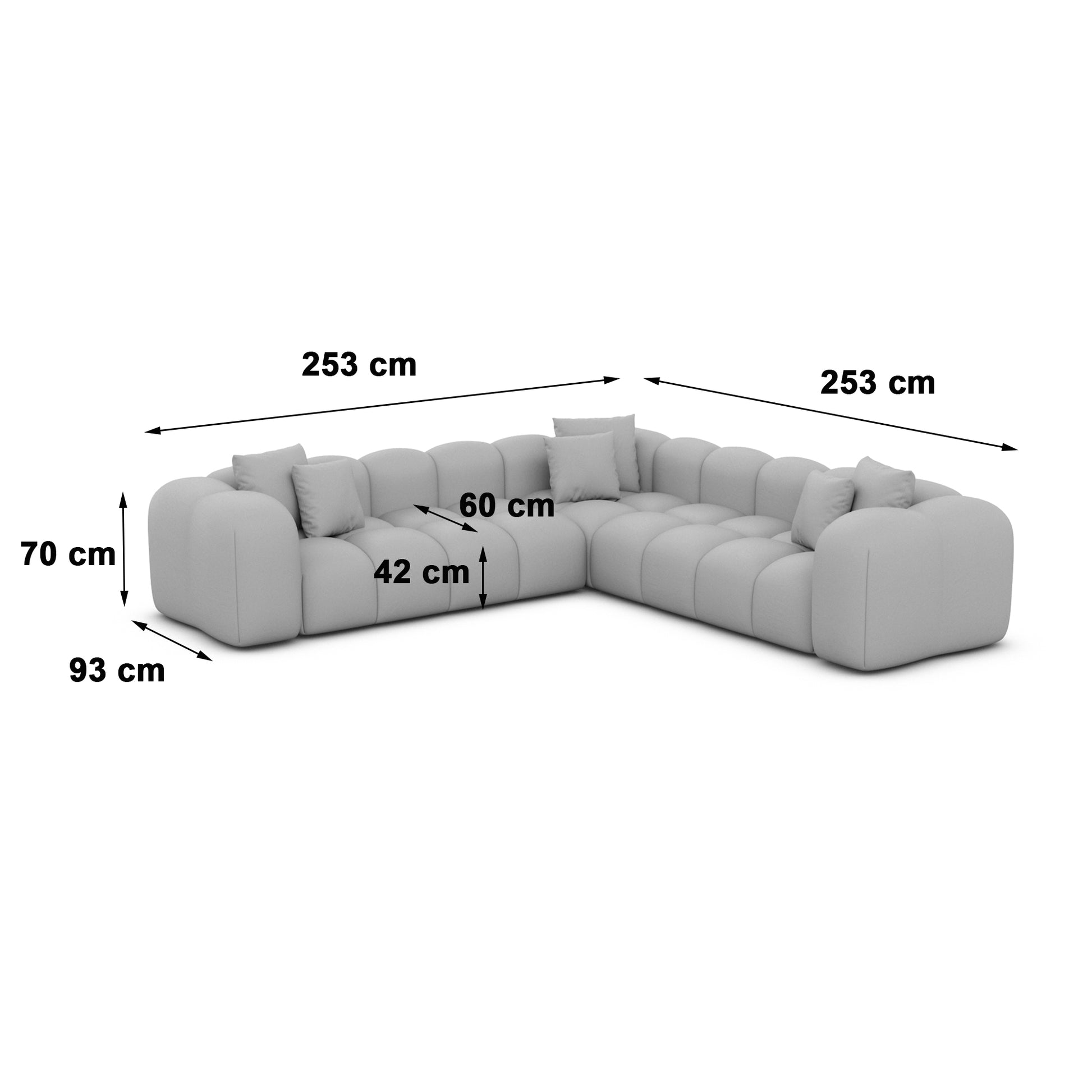 
5-Sitzer Design Echtleder Ecksofa „Alba“ - Echtleder Beige