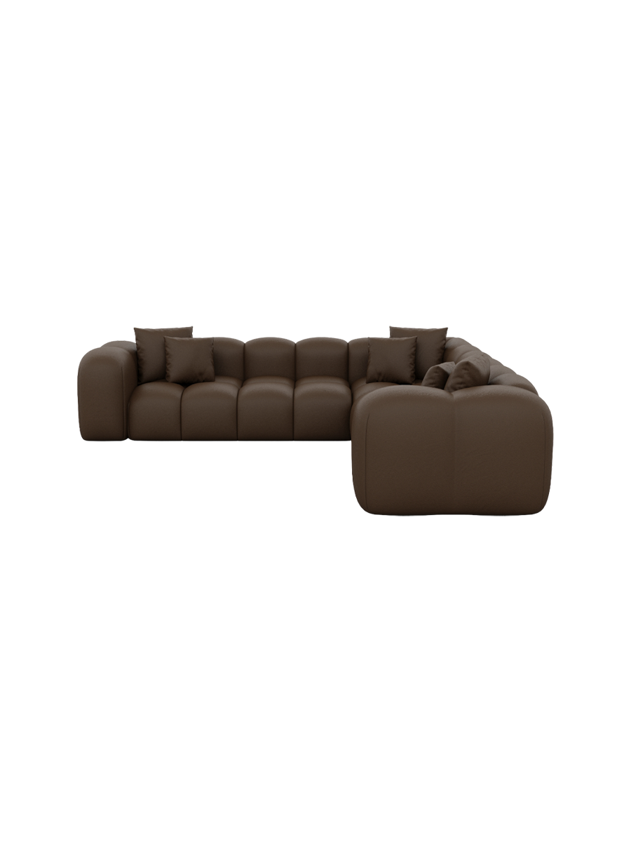 
5-Sitzer Design Echtleder Ecksofa „Alba“ - Echtleder Beige