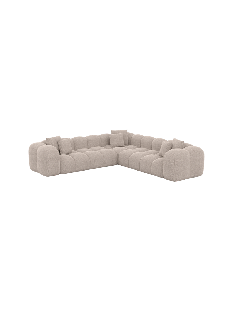 
5-Sitzer Design Ecksofa „Alba“ mit Strukturstoff-Bezug - Strukturstoff Beige