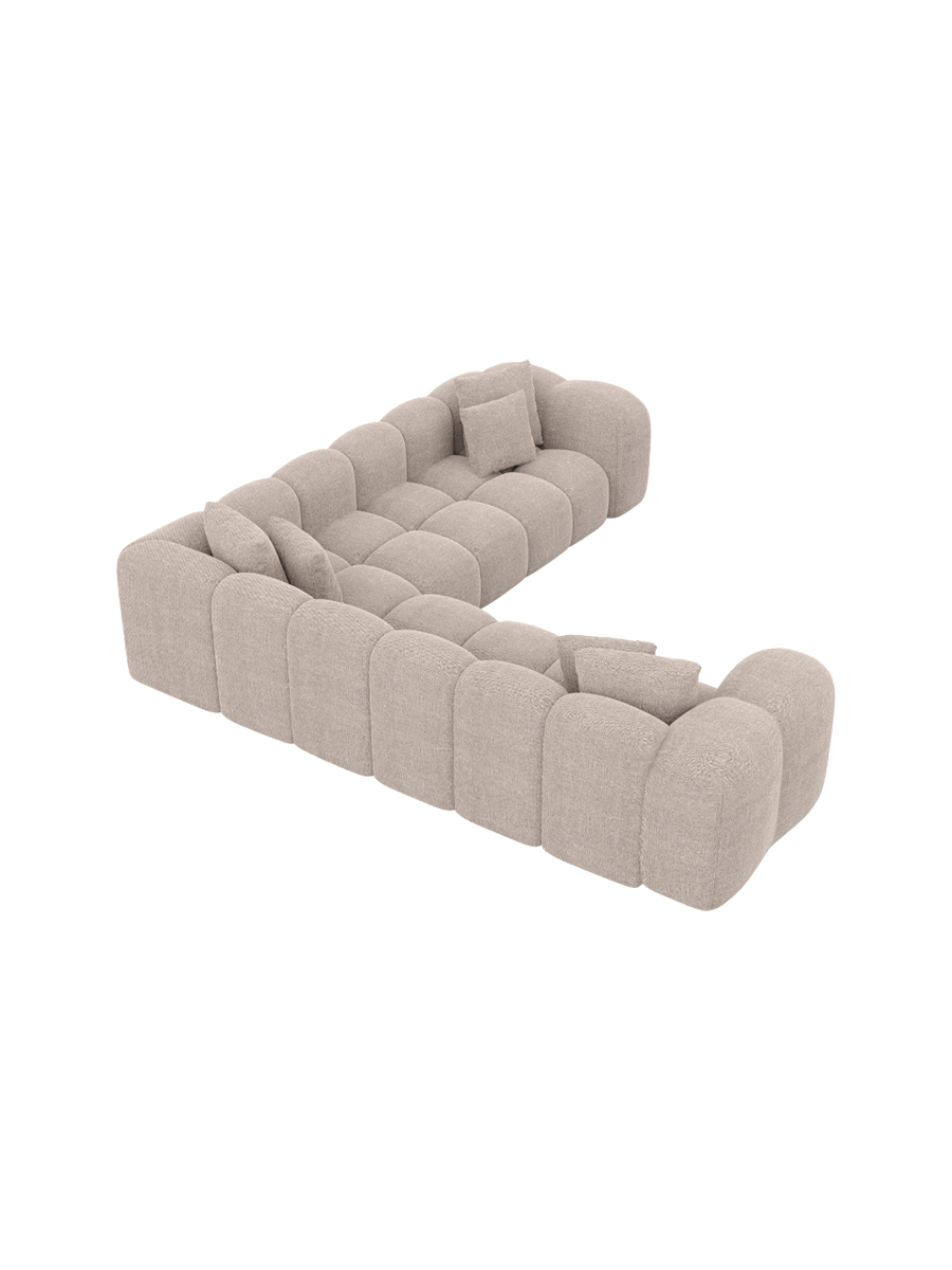 
5-Sitzer Design Ecksofa „Alba“ mit Strukturstoff-Bezug - Strukturstoff Beige