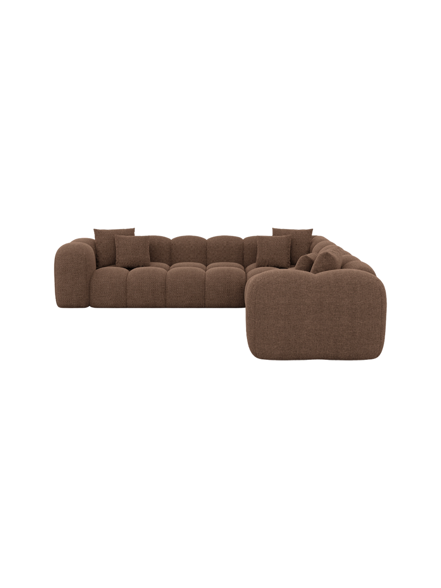 
5-Sitzer Design Ecksofa „Alba“ mit Strukturstoff-Bezug - Strukturstoff Beige