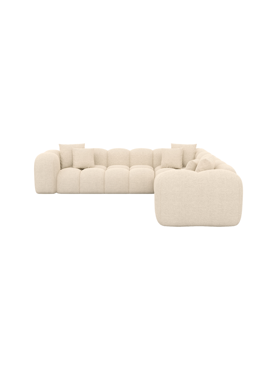 
5-Sitzer Design Ecksofa „Alba“ mit Strukturstoff-Bezug - Strukturstoff Beige