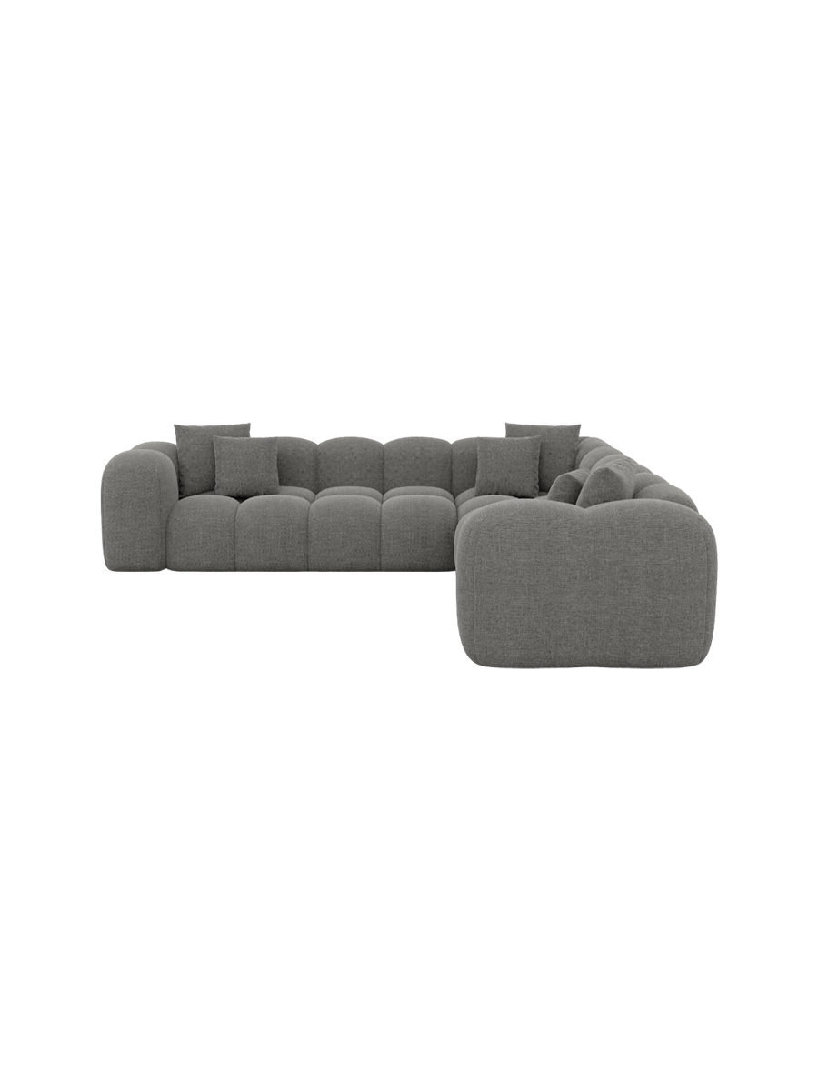 
5-Sitzer Design Ecksofa „Alba“ mit Strukturstoff-Bezug - Strukturstoff Beige