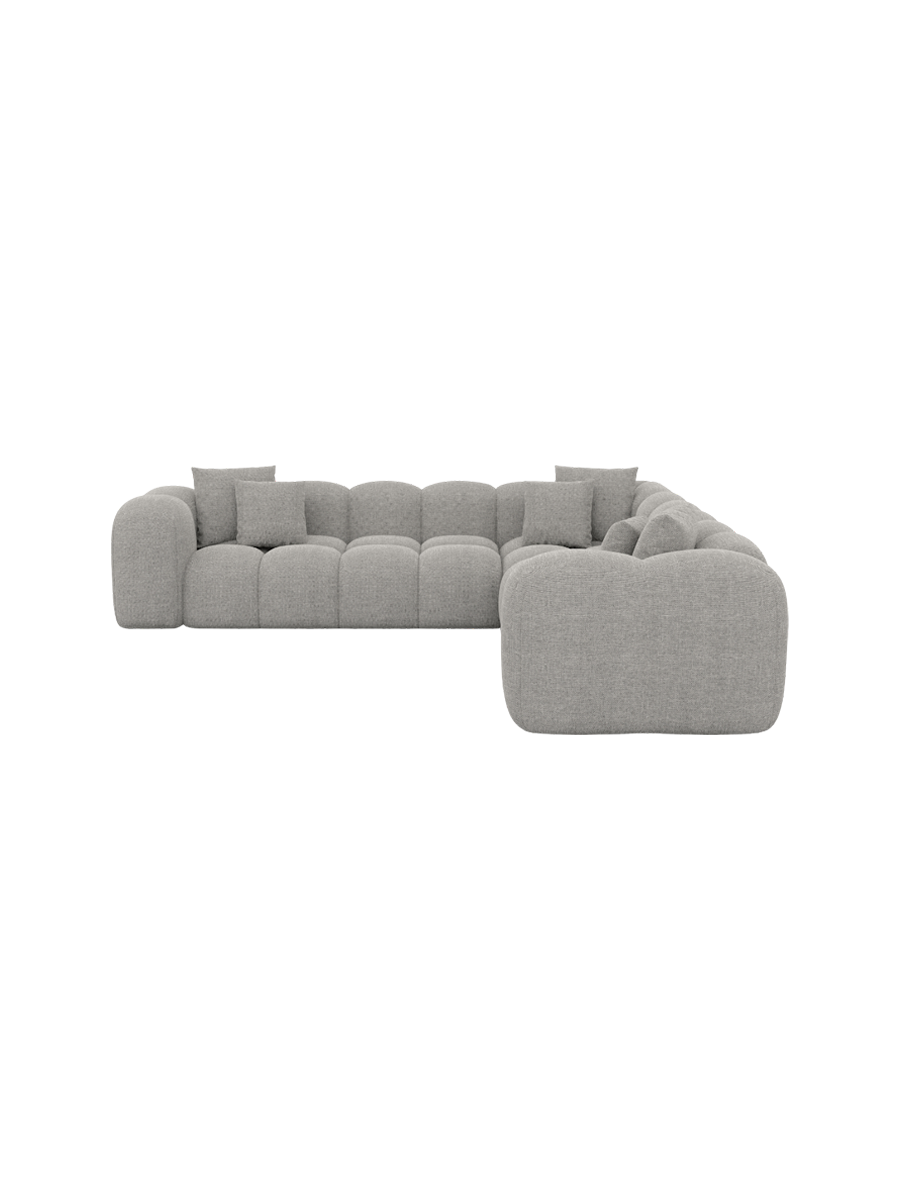 
5-Sitzer Design Ecksofa „Alba“ mit Strukturstoff-Bezug - Strukturstoff Beige