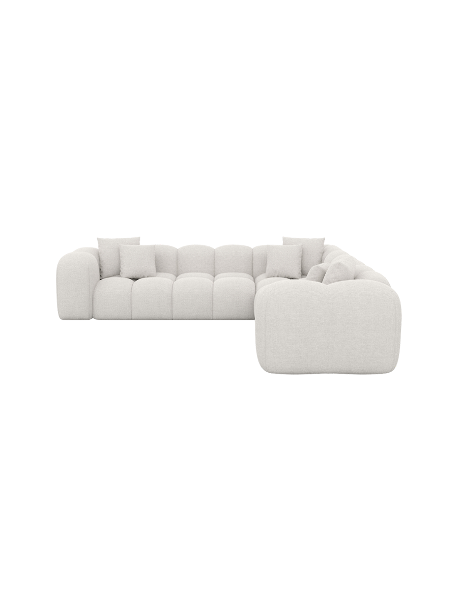 
5-Sitzer Design Ecksofa „Alba“ mit Strukturstoff-Bezug - Strukturstoff Beige