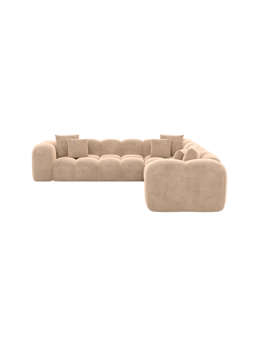 
5-Sitzer Design Ecksofa „Alba“ mit Samtbezug - Samtbezug Königsblau