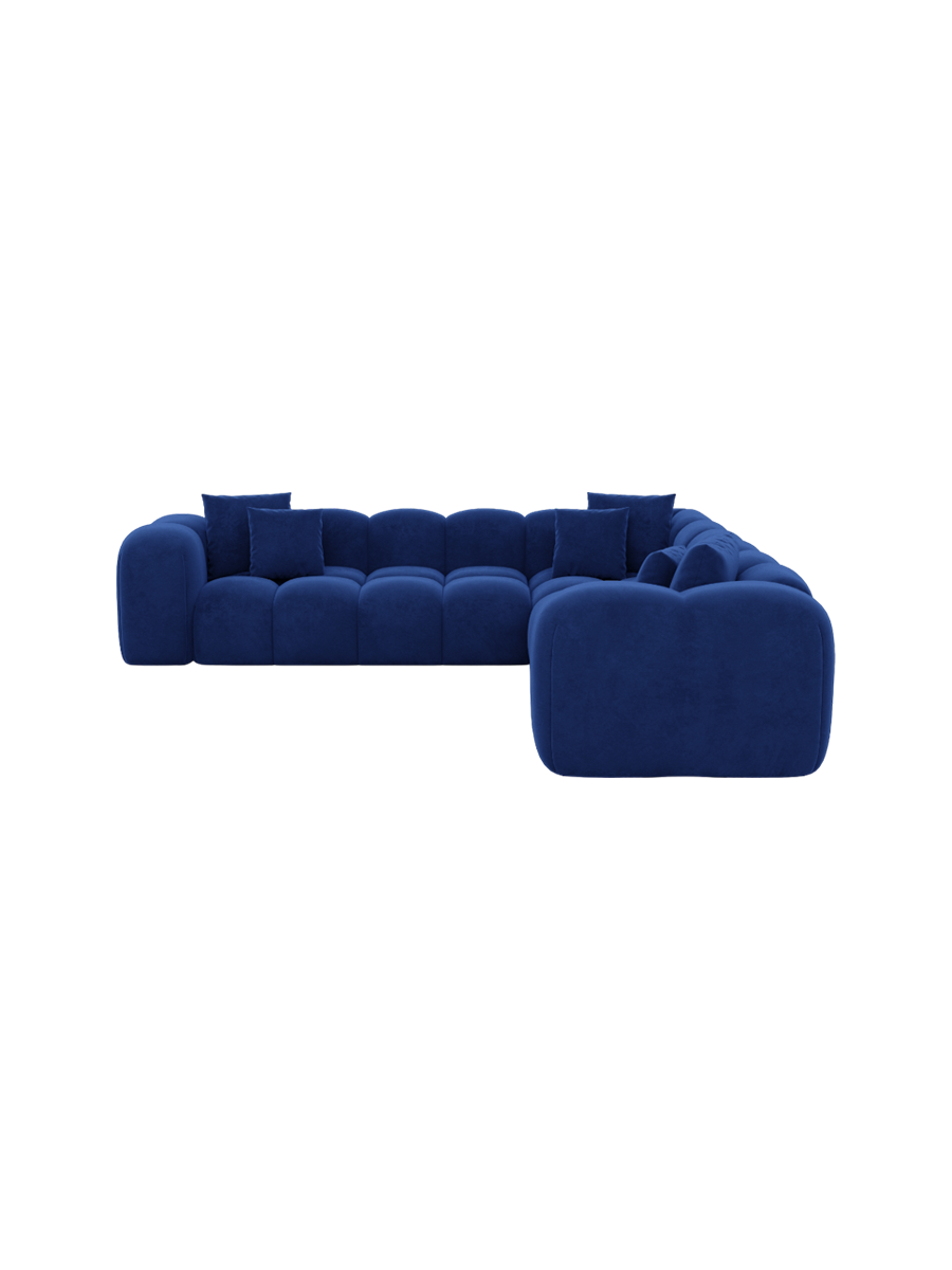 
5-Sitzer Design Ecksofa „Alba“ mit Samtbezug - Samtbezug Königsblau