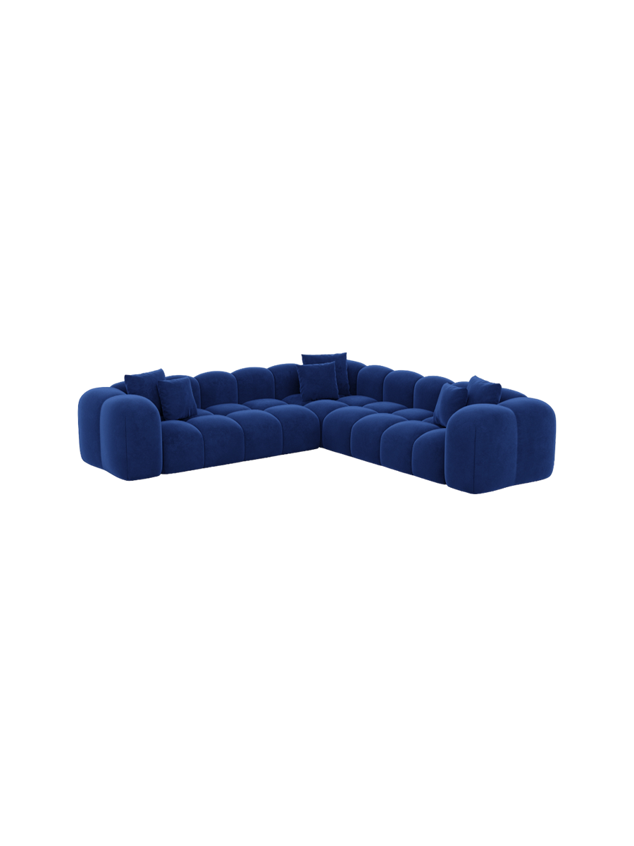 
5-Sitzer Design Ecksofa „Alba“ mit Samtbezug - Samtbezug Königsblau