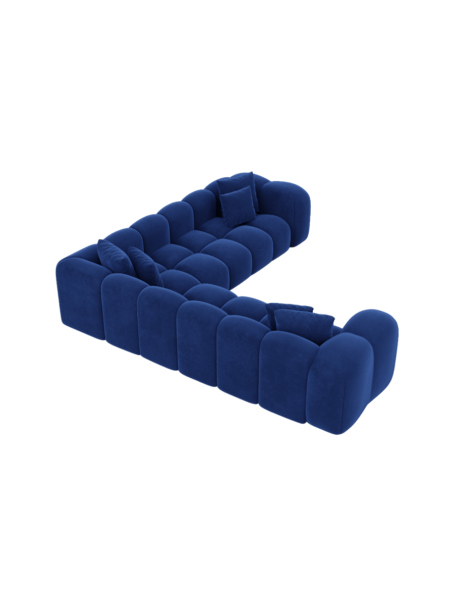 
5-Sitzer Design Ecksofa „Alba“ mit Samtbezug - Samtbezug Königsblau