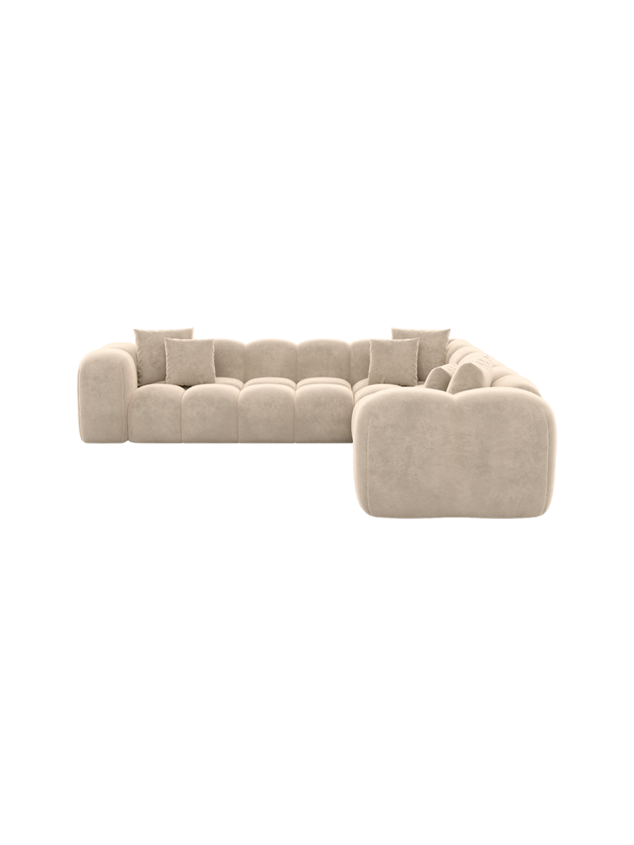 
5-Sitzer Design Ecksofa „Alba“ mit Samtbezug - Samtbezug Königsblau