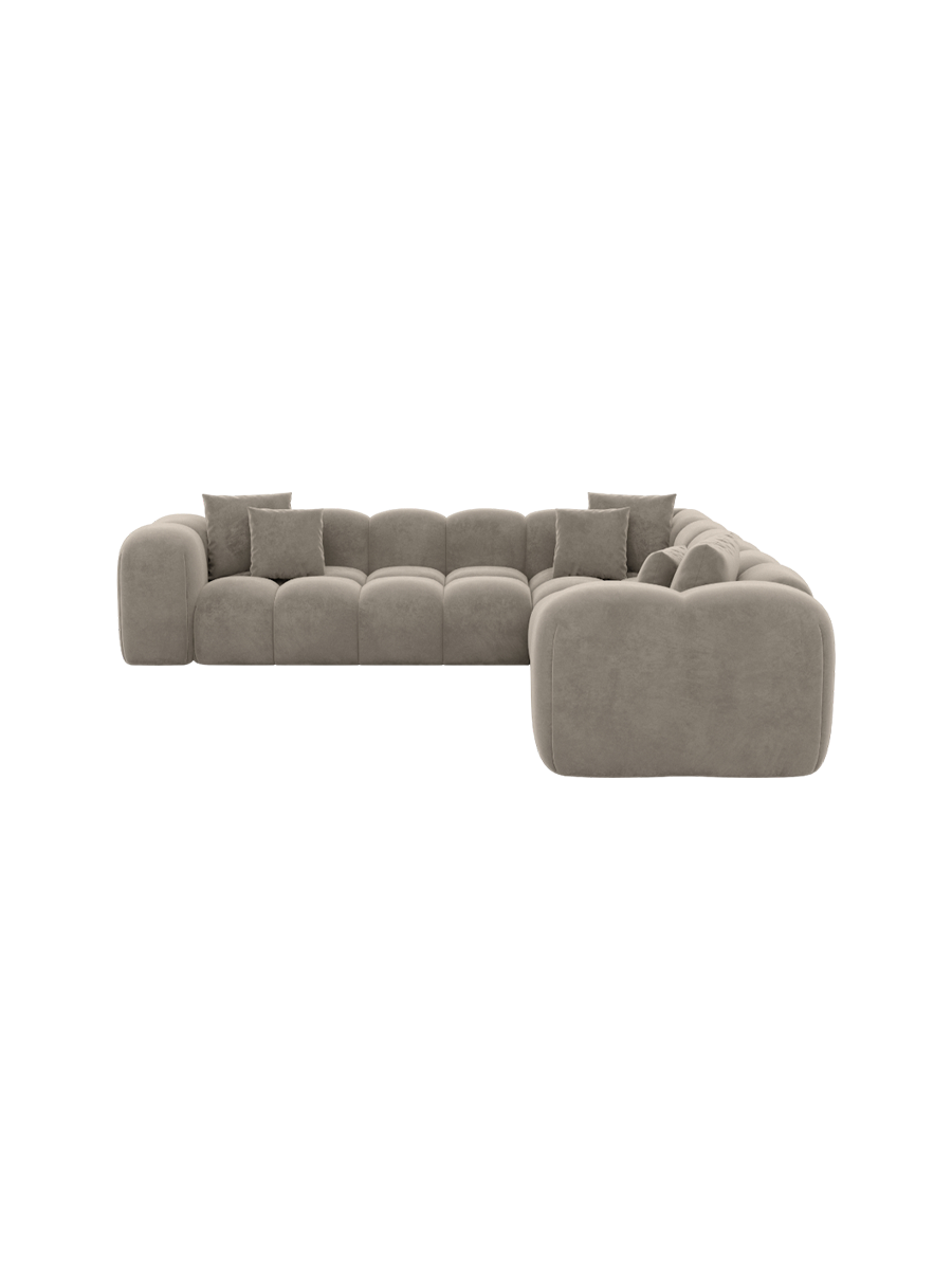 
5-Sitzer Design Ecksofa „Alba“ mit Samtbezug - Samtbezug Königsblau