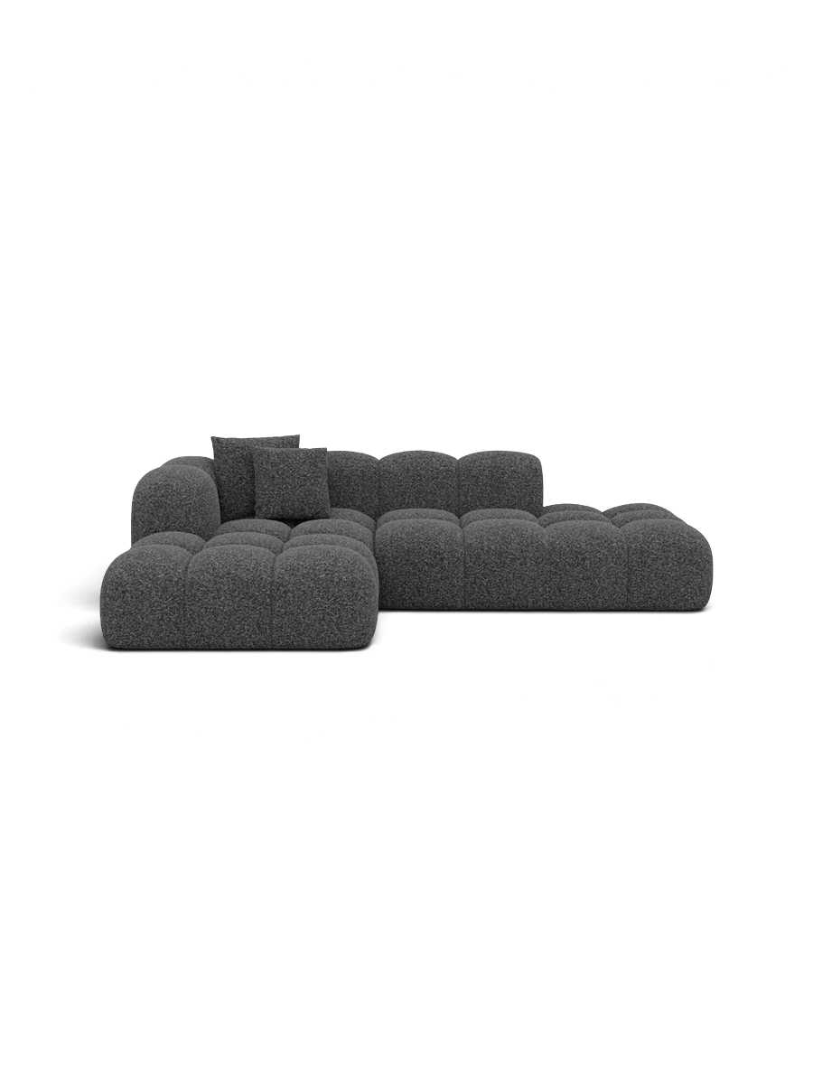 
Canapé d’angle design 4 places « Alba Lounge » avec revêtement bouclé - Bouclé Graphit / Élément d’angle gauche
