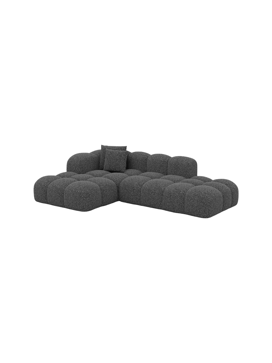 
4-Sitzer Design Ecksofa „Alba Lounge“ mit Bouclé-Bezug - Bouclé Graphit / Eckteil links