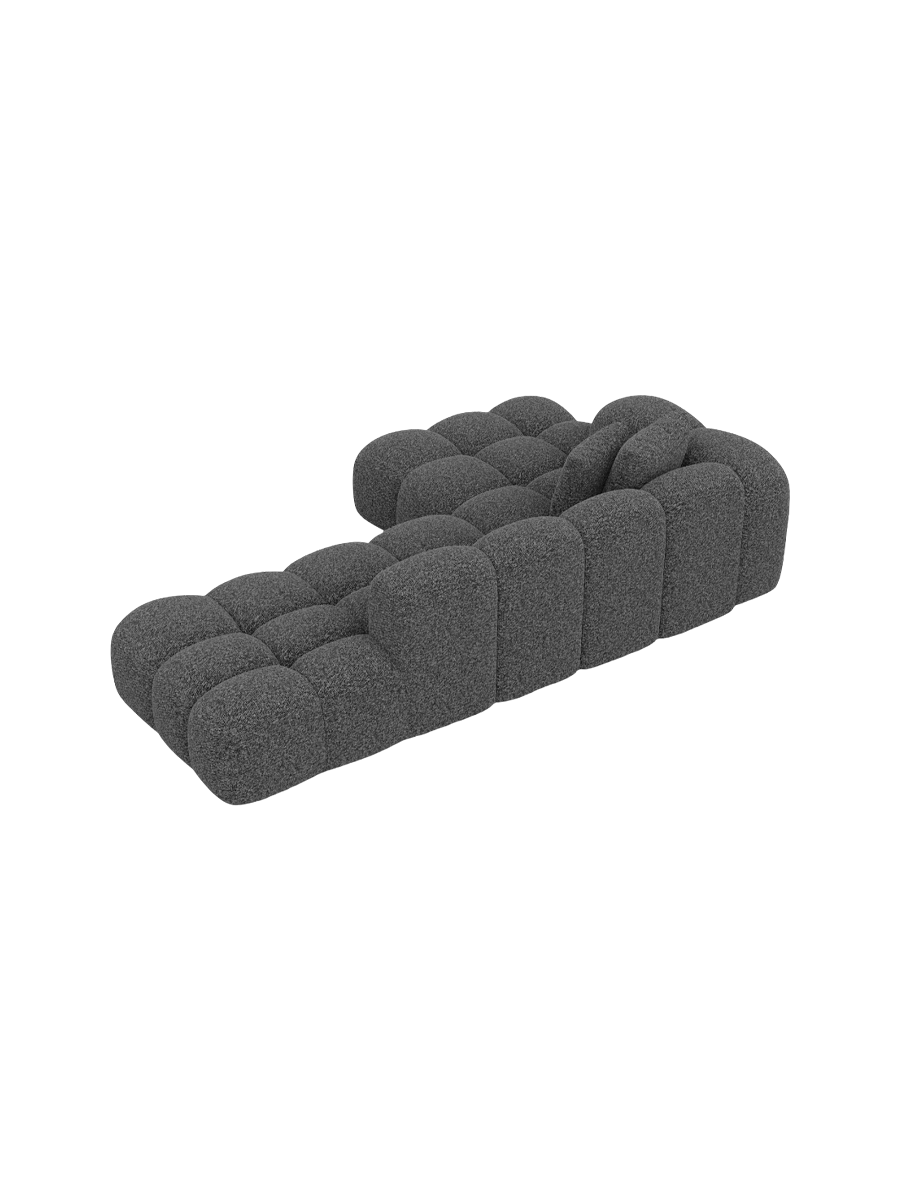 
4-Sitzer Design Ecksofa „Alba Lounge“ mit Bouclé-Bezug - Bouclé Graphit / Eckteil links