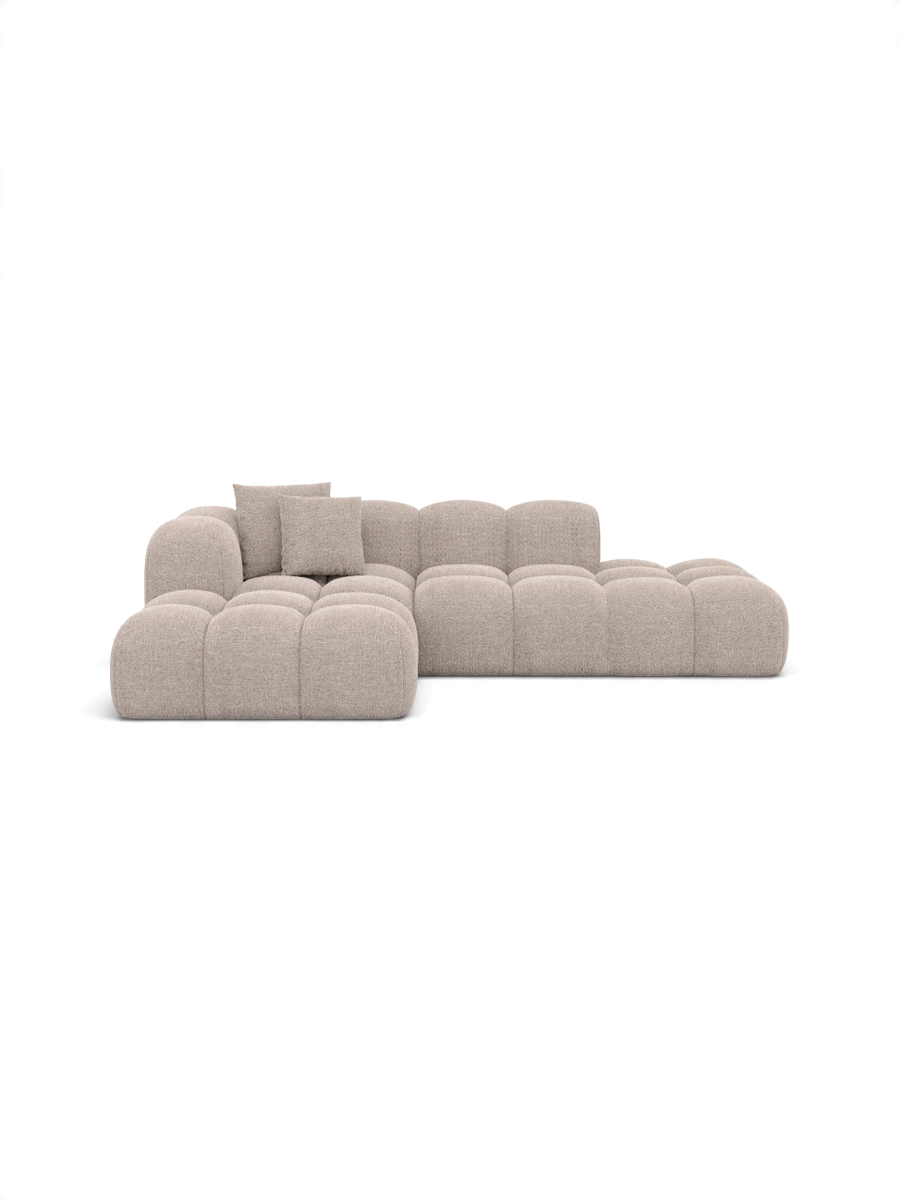 
4-seater designer corner sofa "Alba Lounge" with textured fabric upholstery - Textured fabric Beige / Left corner section