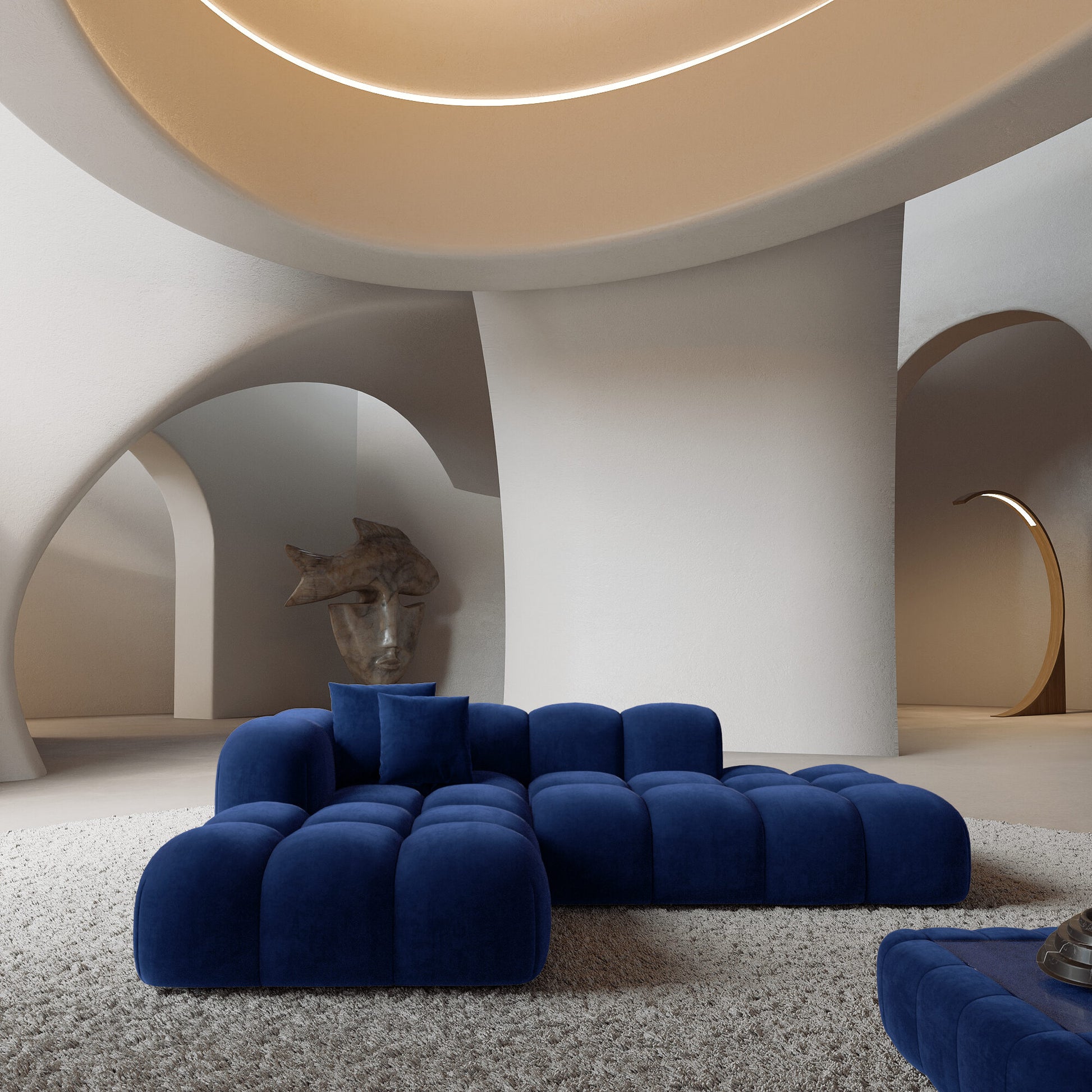 
4-Sitzer Design Ecksofa „Alba Lounge“ mit Samtbezug - Samtbezug Königsblau / Eckteil links