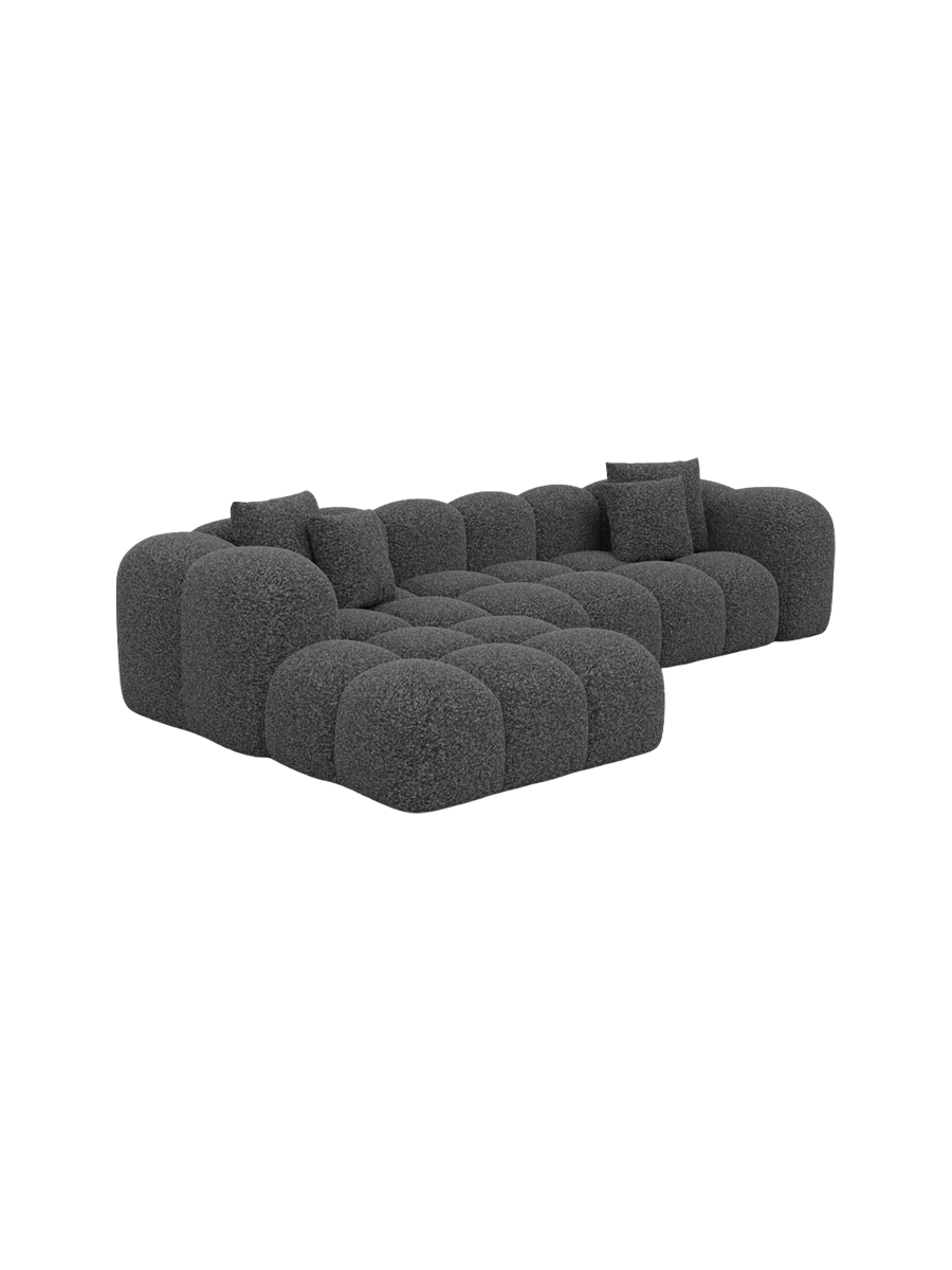 
4-Sitzer Design Ecksofa „Alba“ mit Bouclé-Bezug - Bouclé Graphit / Eckteil links