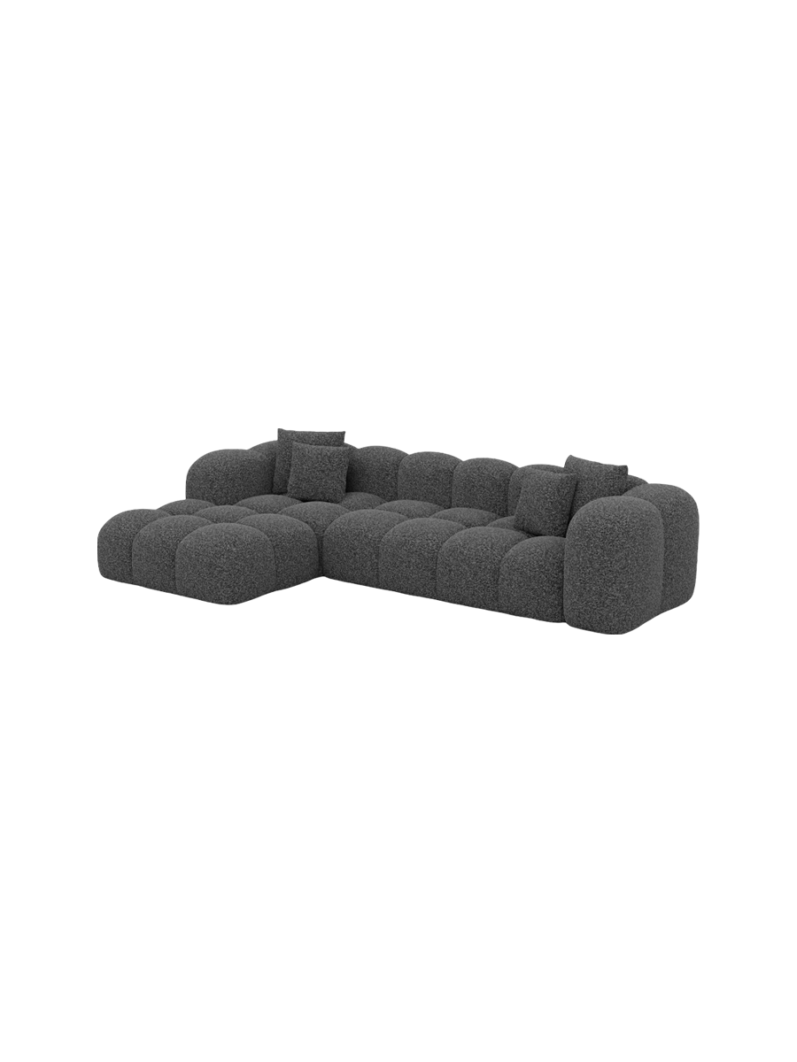 
4-Sitzer Design Ecksofa „Alba“ mit Bouclé-Bezug - Bouclé Graphit / Eckteil links