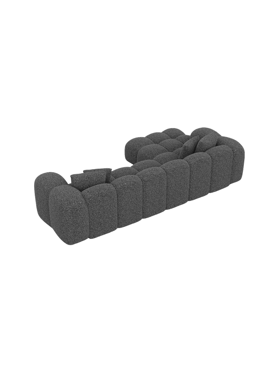 
4-Sitzer Design Ecksofa „Alba“ mit Bouclé-Bezug - Bouclé Graphit / Eckteil links
