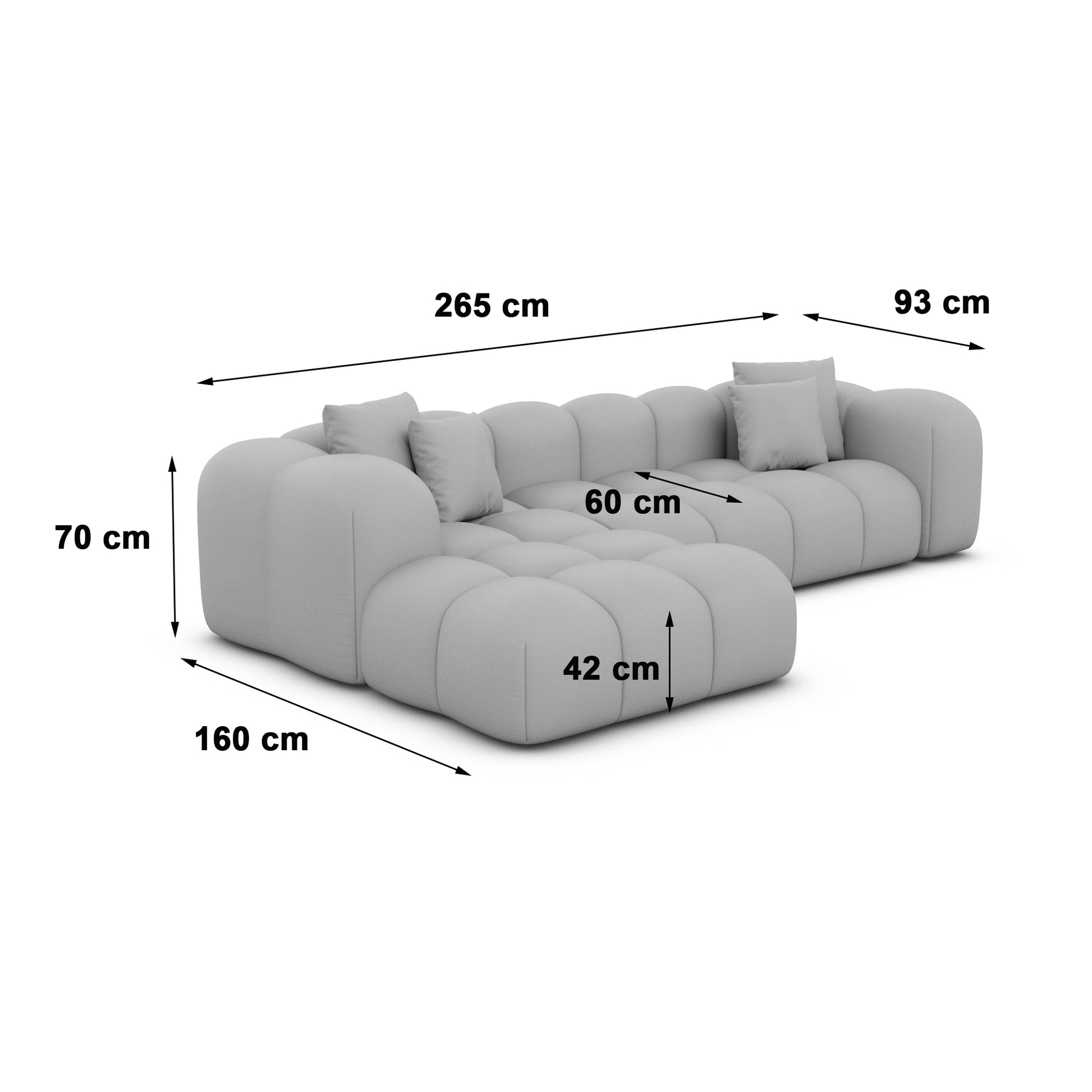 
4-Sitzer Design Ecksofa „Alba“ mit Bouclé-Bezug - Bouclé Graphit / Eckteil links
