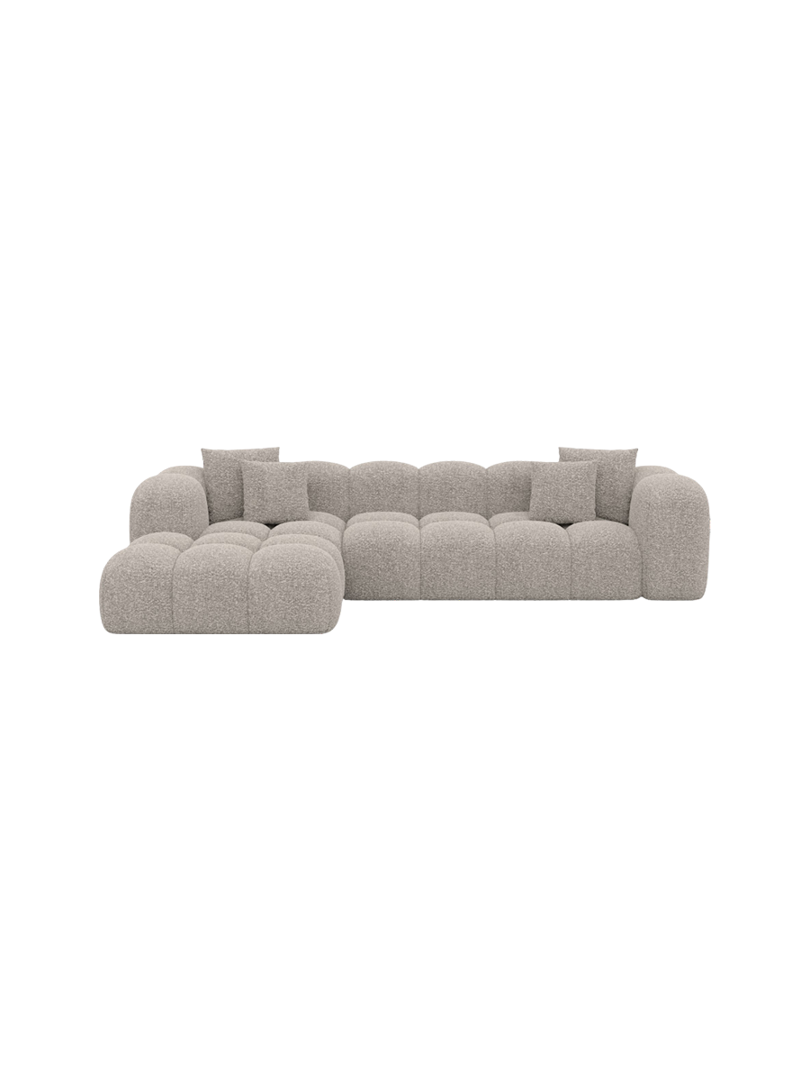 
4-Sitzer Design Ecksofa „Alba“ mit Bouclé-Bezug - Bouclé Graphit / Eckteil links