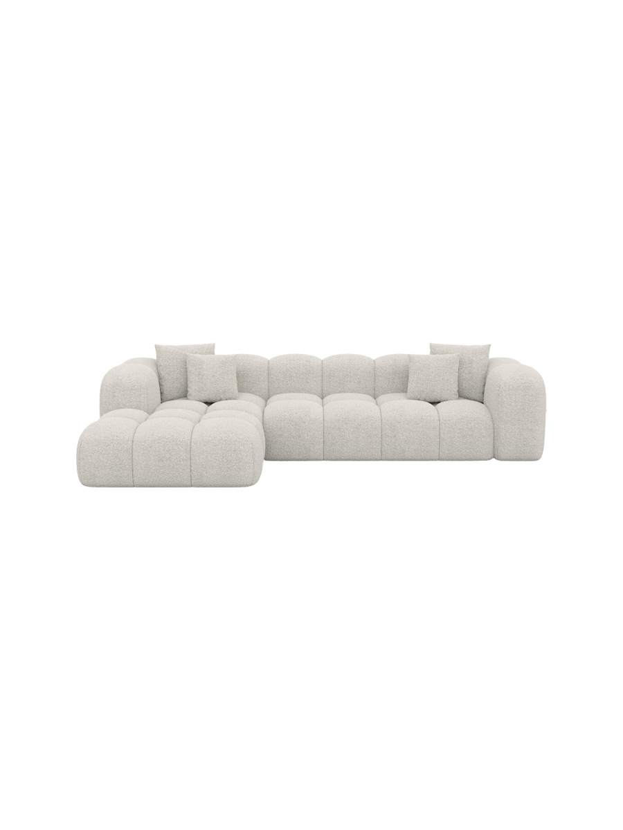 
4-Sitzer Design Ecksofa „Alba“ mit Bouclé-Bezug - Bouclé Graphit / Eckteil links