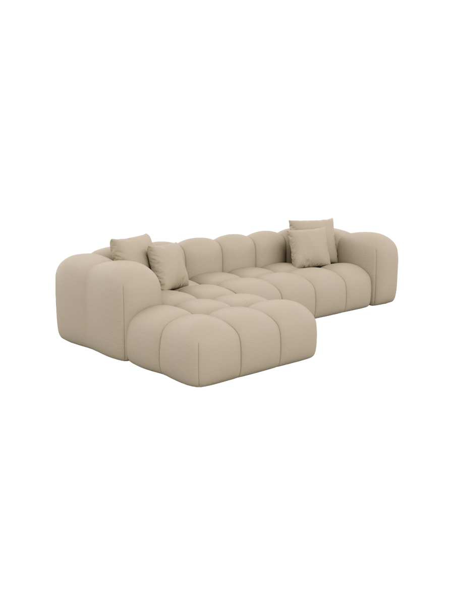 
4-Sitzer Design Echtleder Ecksofa „Alba“ - Echtleder Beige / Eckteil links