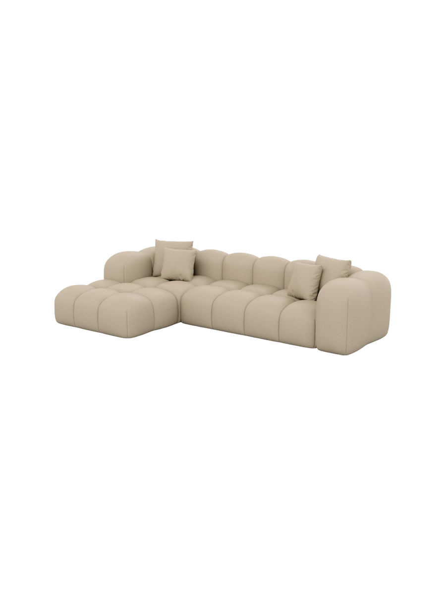 
4-Sitzer Design Echtleder Ecksofa „Alba“ - Echtleder Beige / Eckteil links