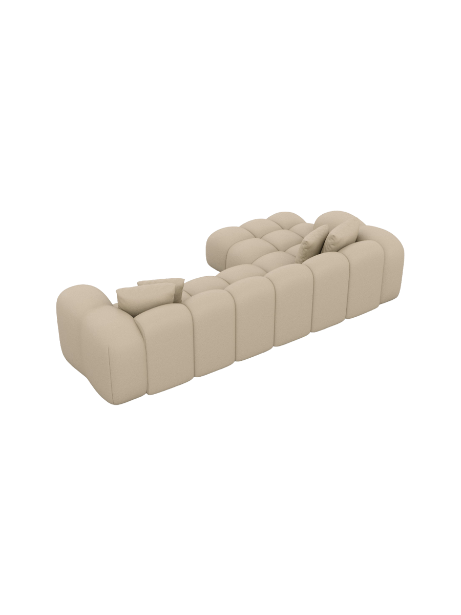 
4-Sitzer Design Echtleder Ecksofa „Alba“ - Echtleder Beige / Eckteil links