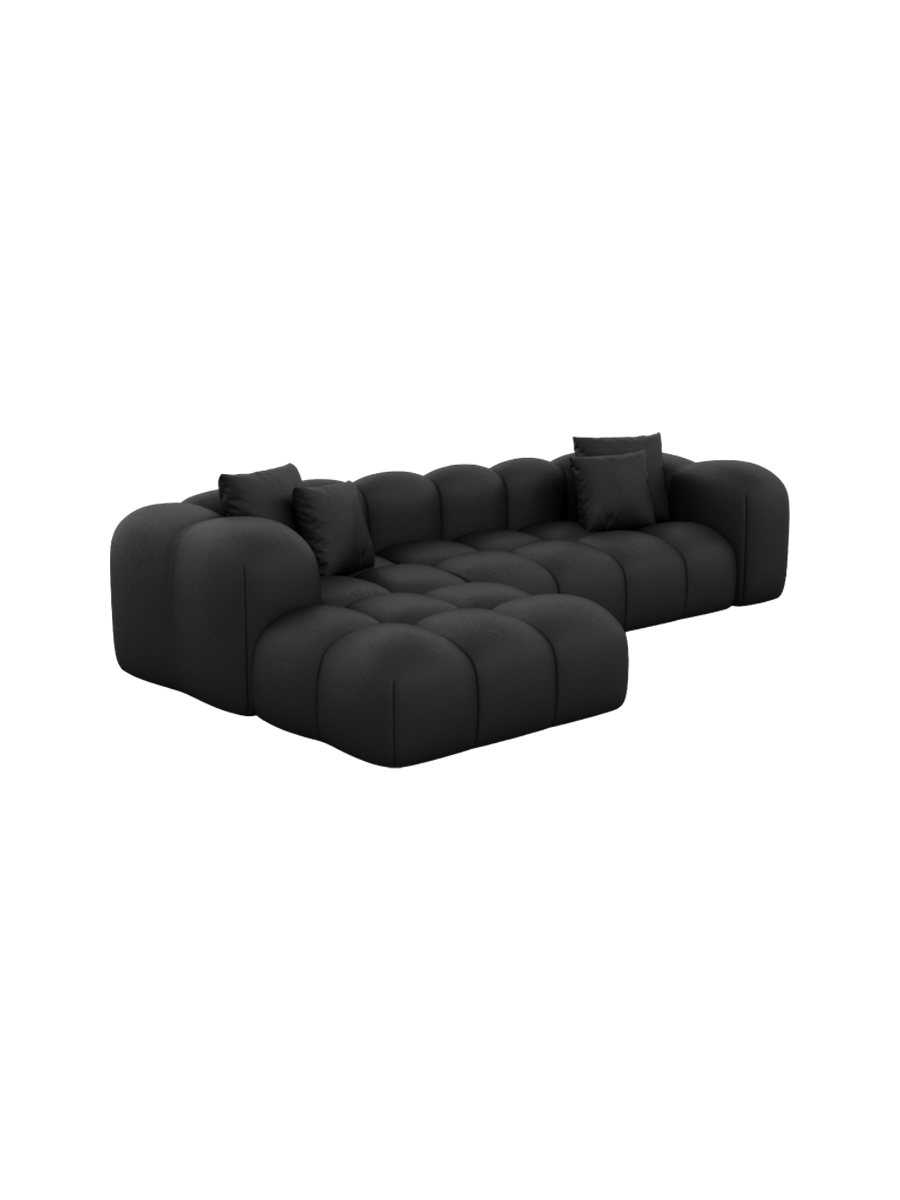 
4-Sitzer Design Echtleder Ecksofa „Alba“ - Echtleder Schwarz / Eckteil links
