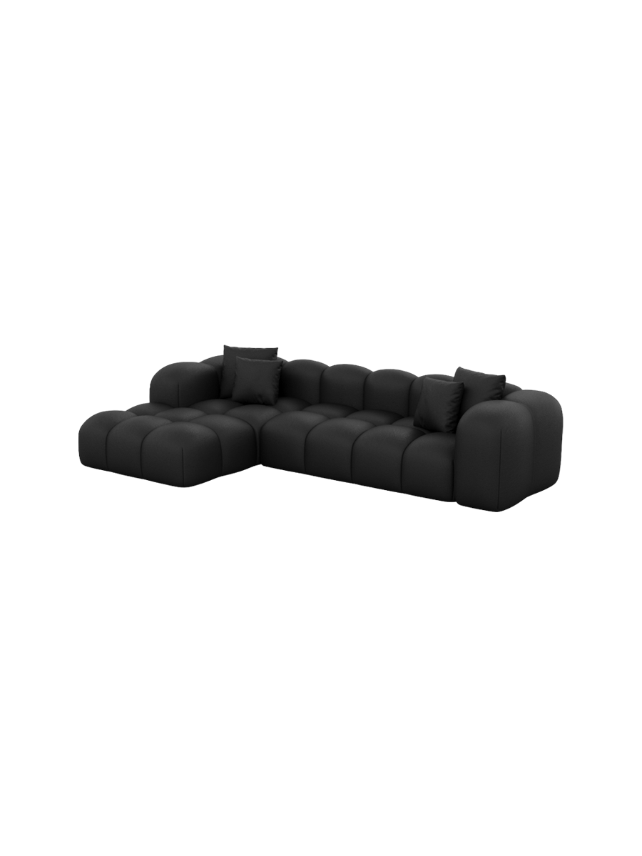 
4-Sitzer Design Echtleder Ecksofa „Alba“ - Echtleder Schwarz / Eckteil links