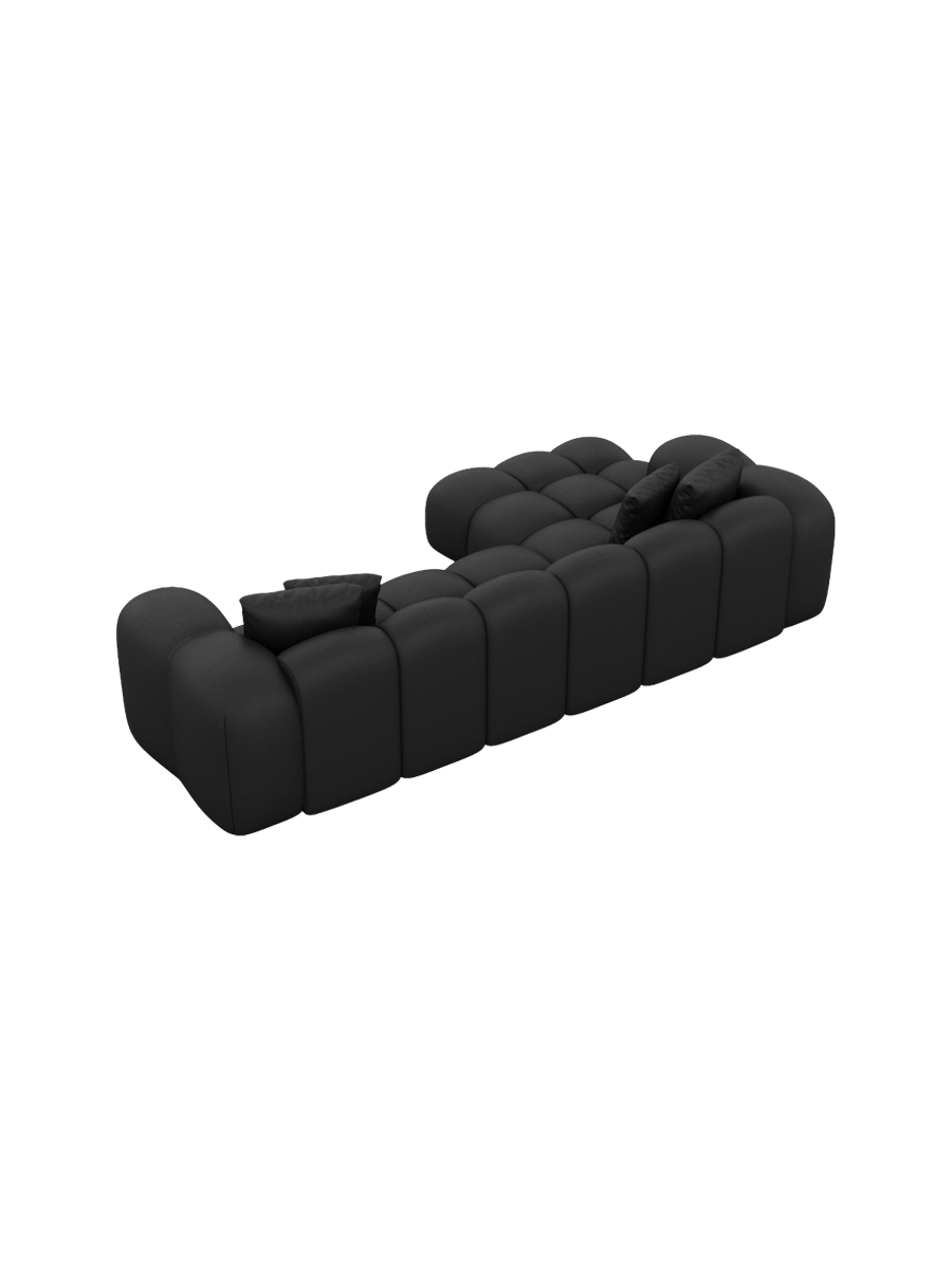 
4-Sitzer Design Echtleder Ecksofa „Alba“ - Echtleder Schwarz / Eckteil links