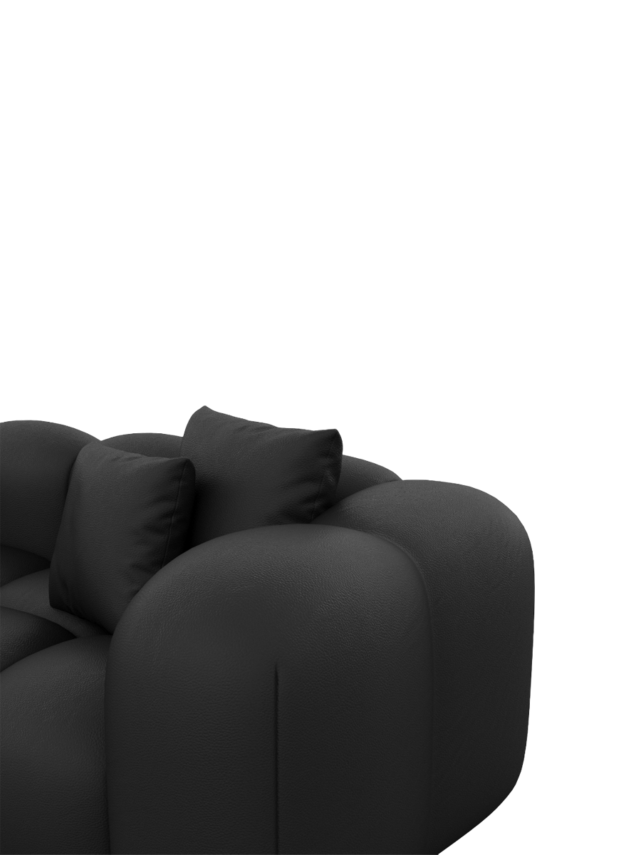 
4-Sitzer Design Echtleder Ecksofa „Alba“ - Echtleder Schwarz / Eckteil links