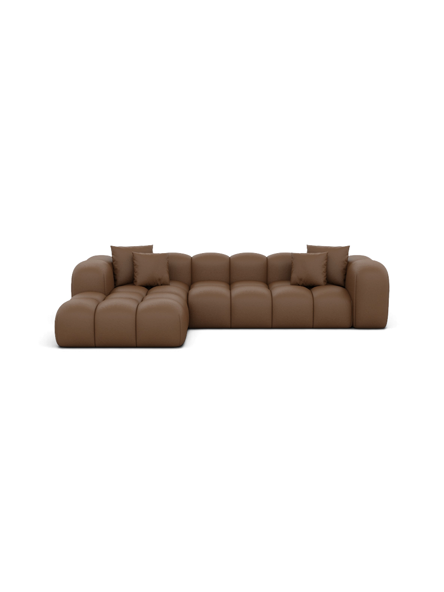 
Divano angolare di design in vera pelle a 4 posti “Alba” - Vera pelle Choco Brown / Elemento angolare sinistro