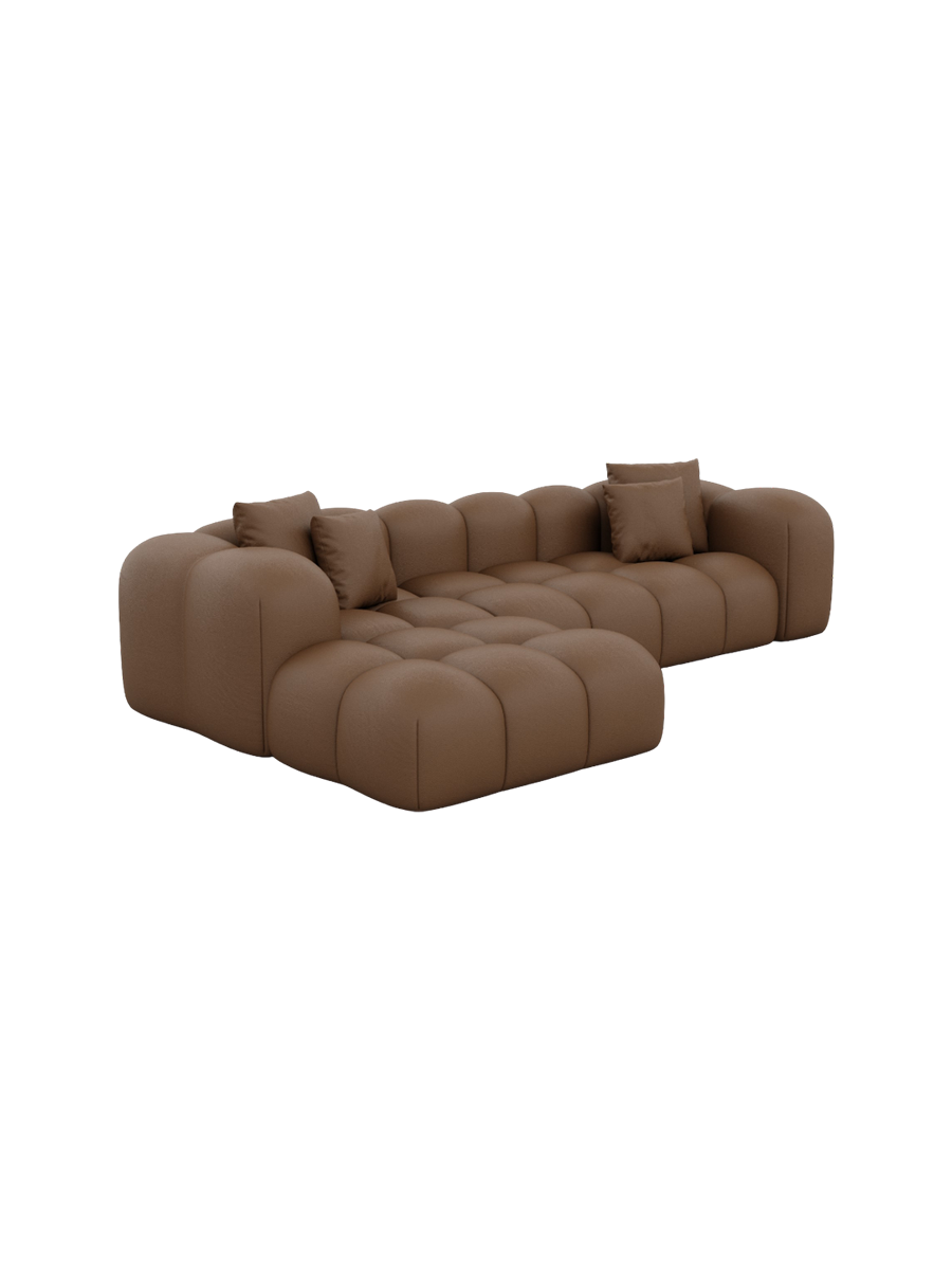 
4-seater designer genuine leather corner sofa "Alba" - Genuine leather Choco Brown / Left corner section