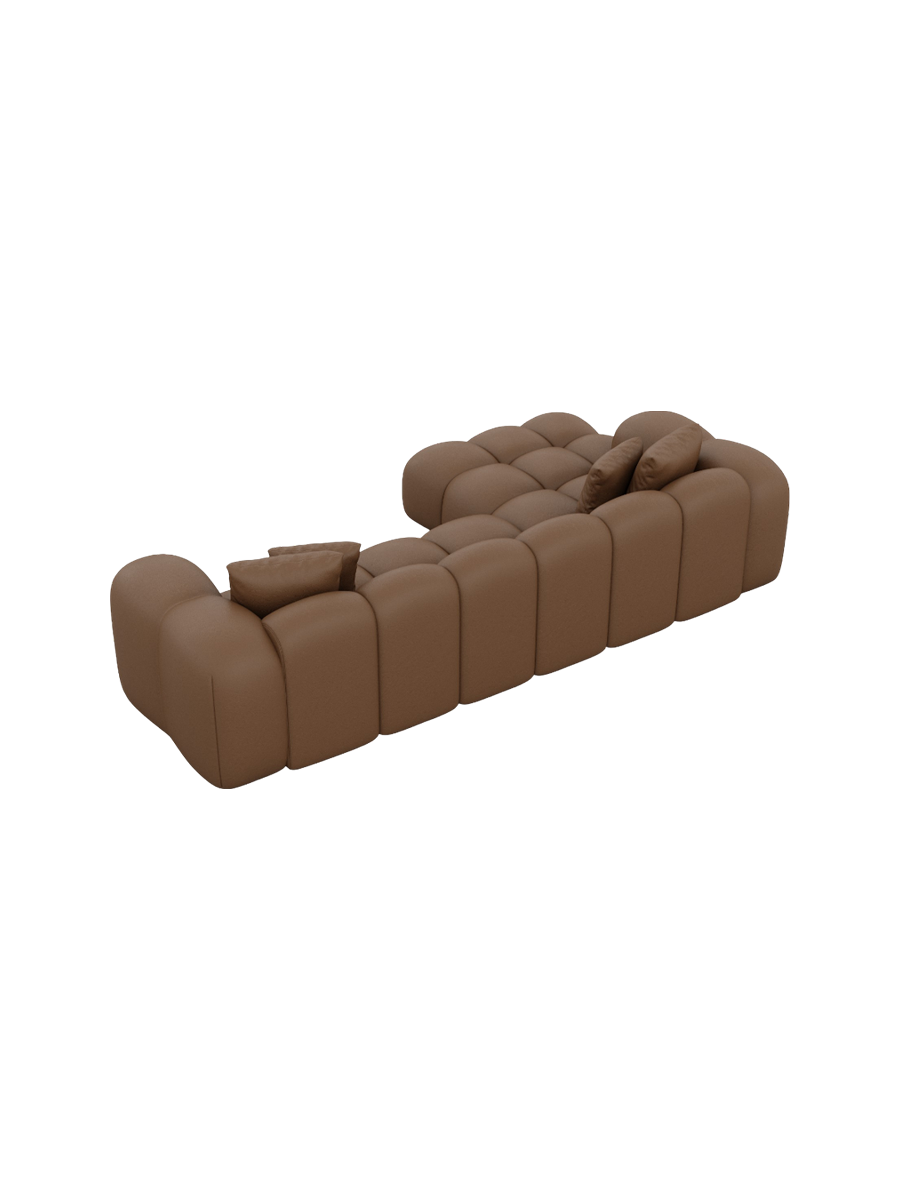 
4-seater designer genuine leather corner sofa "Alba" - Genuine leather Choco Brown / Left corner section