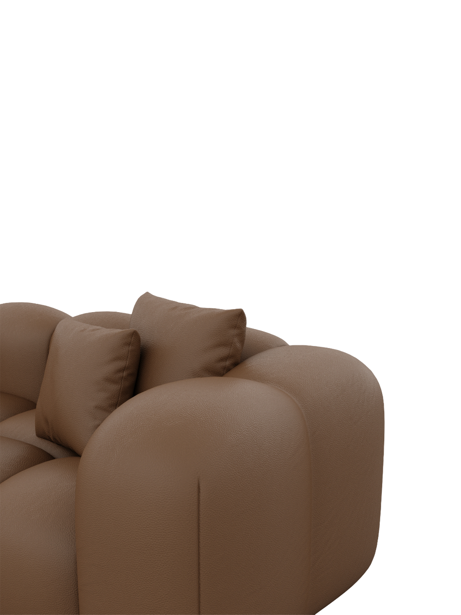 
4-seater designer genuine leather corner sofa "Alba" - Genuine leather Choco Brown / Left corner section