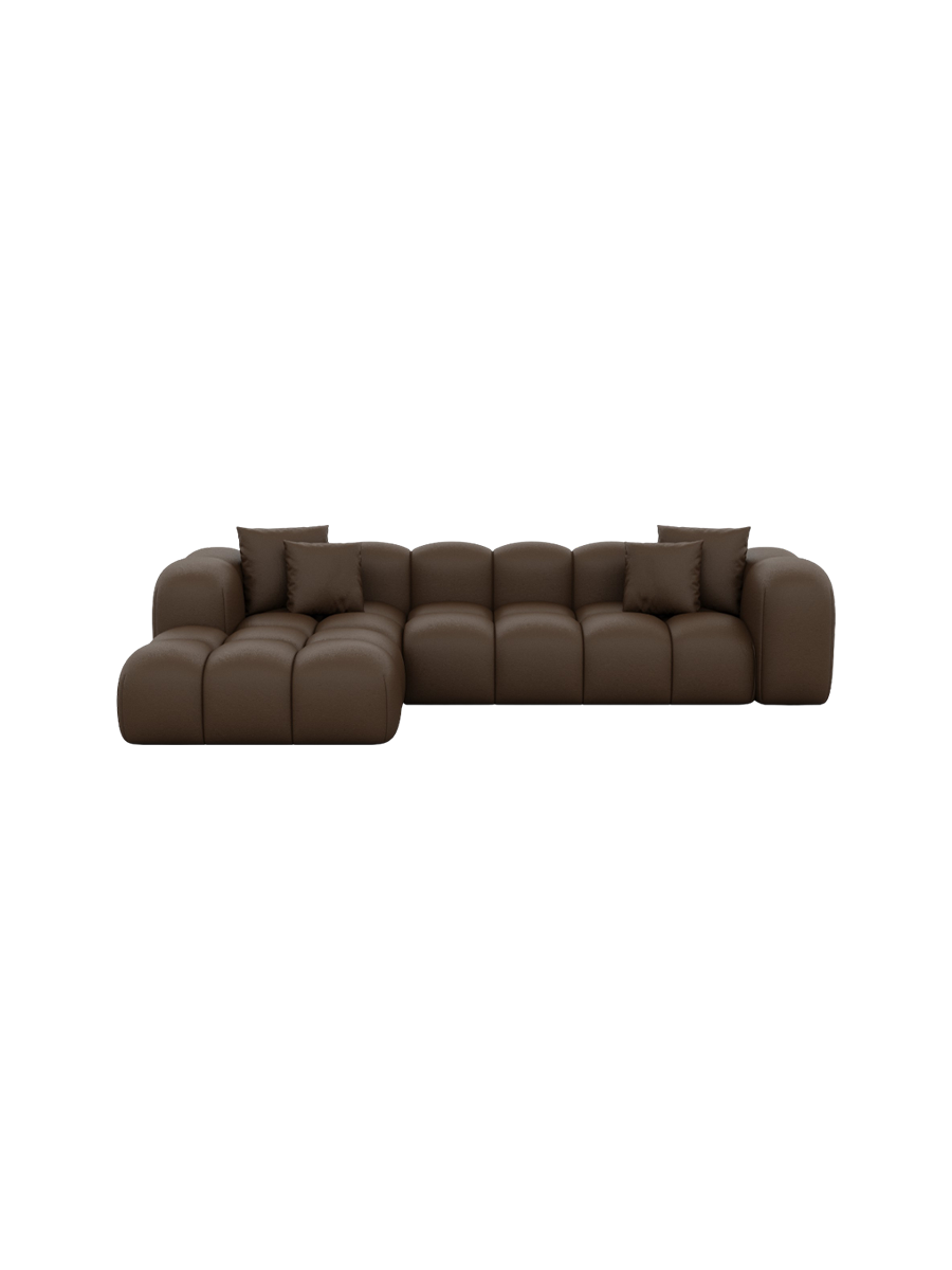 
4-Sitzer Design Echtleder Ecksofa „Alba“ - Echtleder Beige / Eckteil links