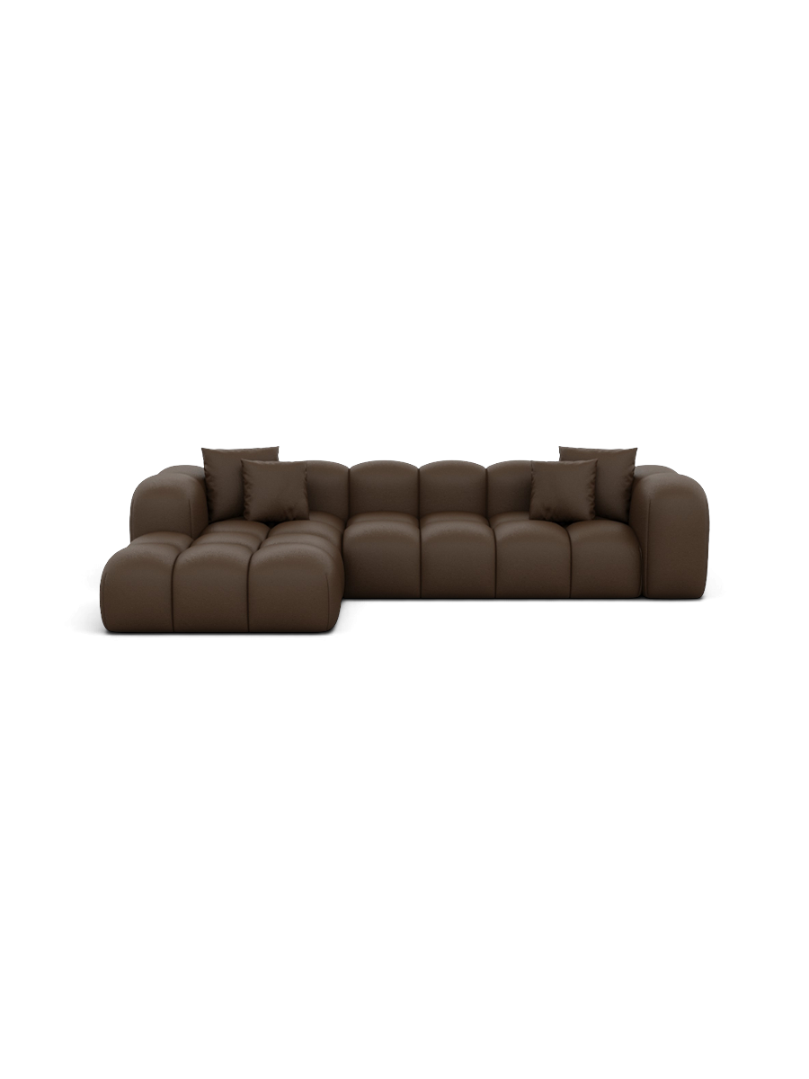 
4-seater designer genuine leather corner sofa "Alba" - Genuine leather Dark Brown / Left corner section