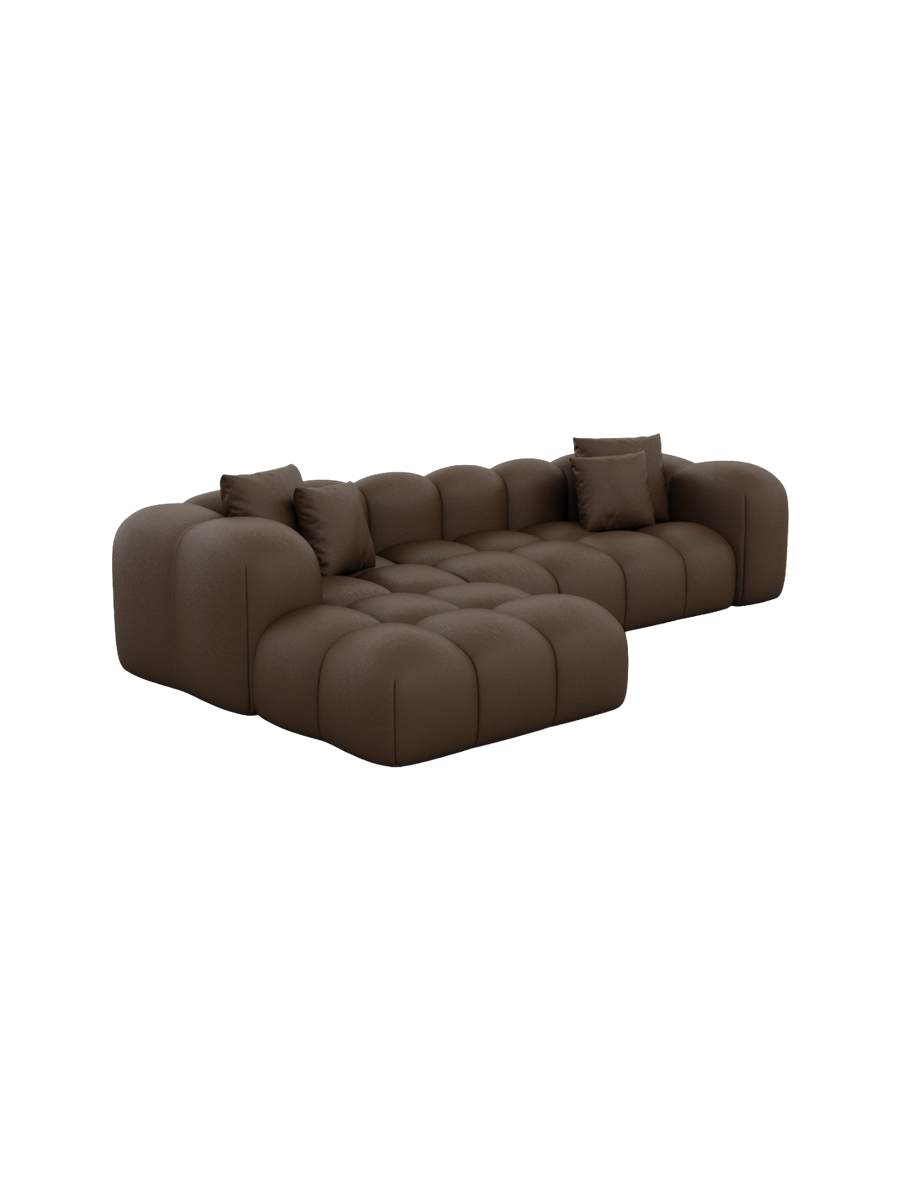 
4-seater designer genuine leather corner sofa "Alba" - Genuine leather Dark Brown / Left corner section