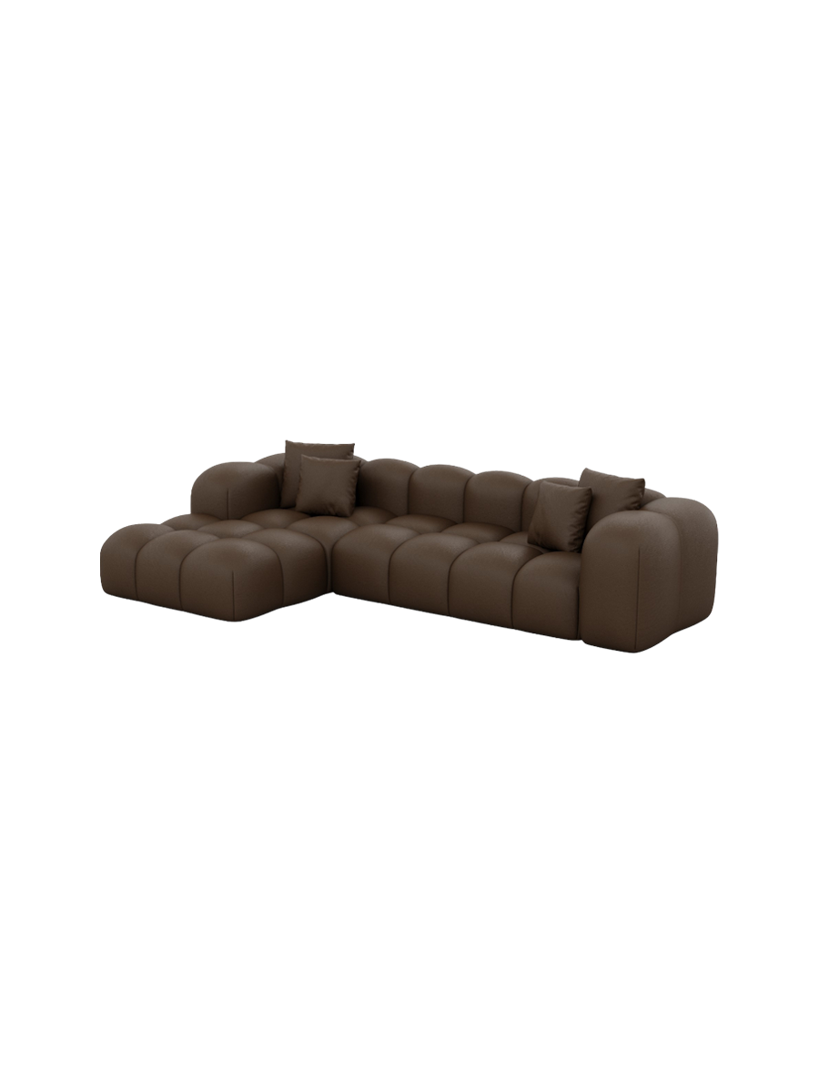 
4-seater designer genuine leather corner sofa "Alba" - Genuine leather Dark Brown / Left corner section
