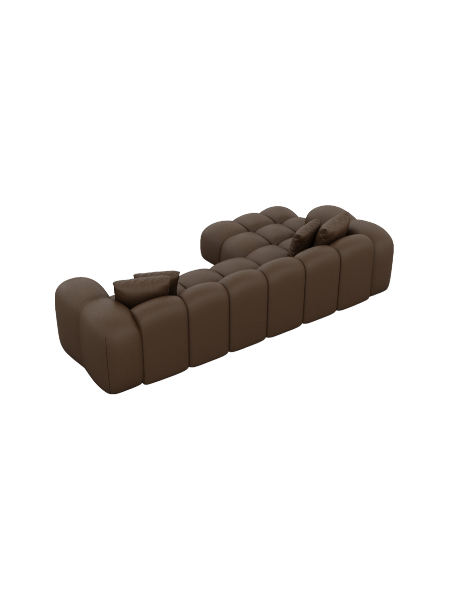 
4-seater designer genuine leather corner sofa "Alba" - Genuine leather Dark Brown / Left corner section