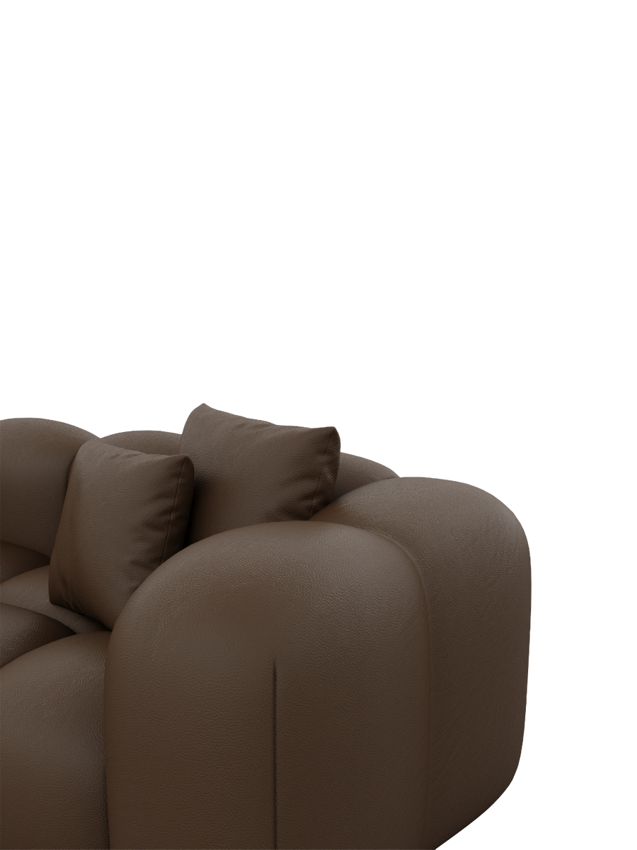 
4-seater designer genuine leather corner sofa "Alba" - Genuine leather Dark Brown / Left corner section