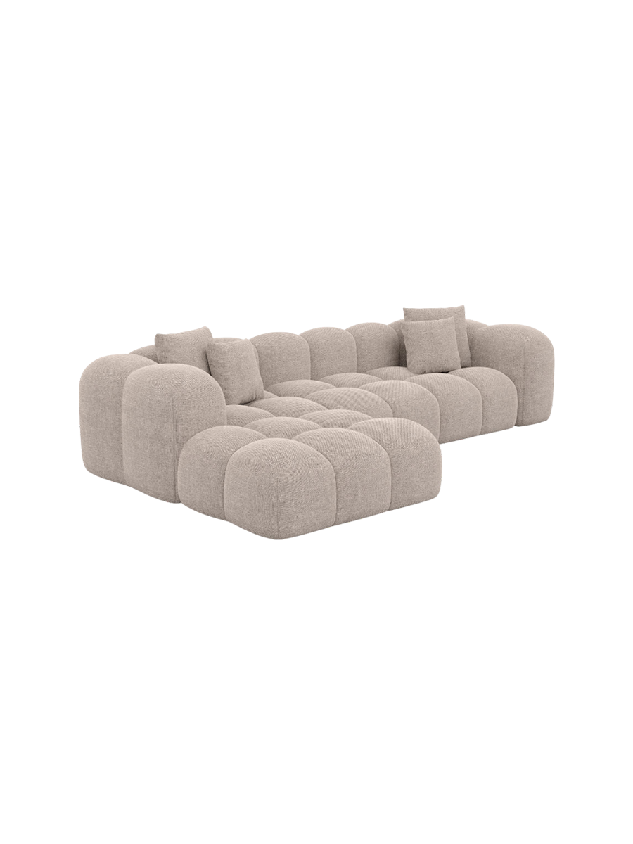 
4-Sitzer Design Ecksofa „Alba“ mit Strukturstoff-Bezug - Strukturstoff Beige / Eckteil links