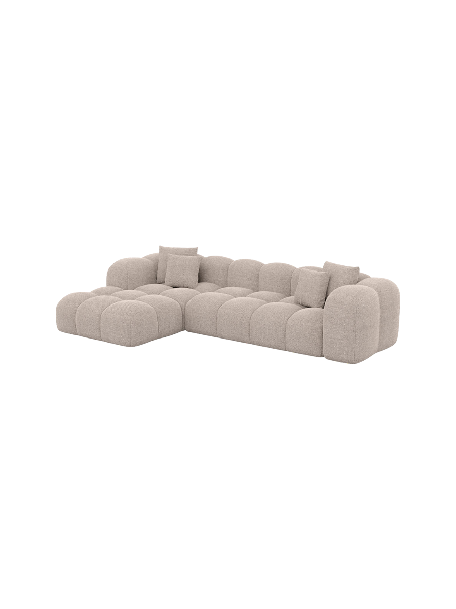 
4-Sitzer Design Ecksofa „Alba“ mit Strukturstoff-Bezug - Strukturstoff Beige / Eckteil links