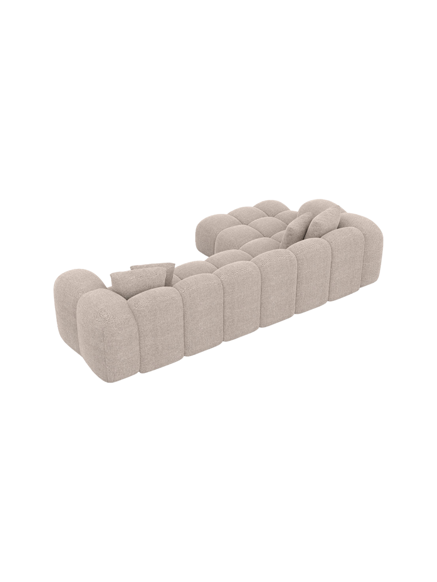 
4-Sitzer Design Ecksofa „Alba“ mit Strukturstoff-Bezug - Strukturstoff Beige / Eckteil links