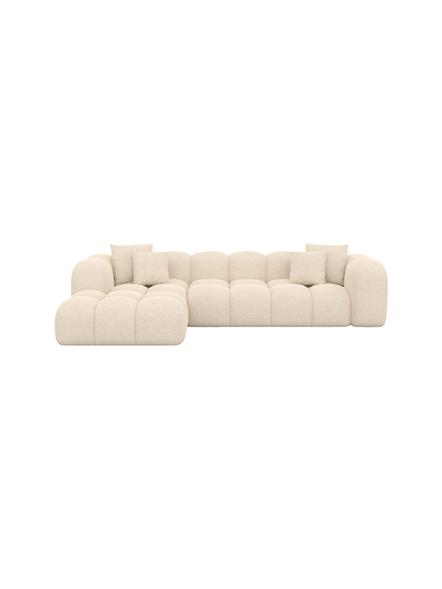 
4-Sitzer Design Ecksofa „Alba“ mit Strukturstoff-Bezug - Strukturstoff Beige / Eckteil links